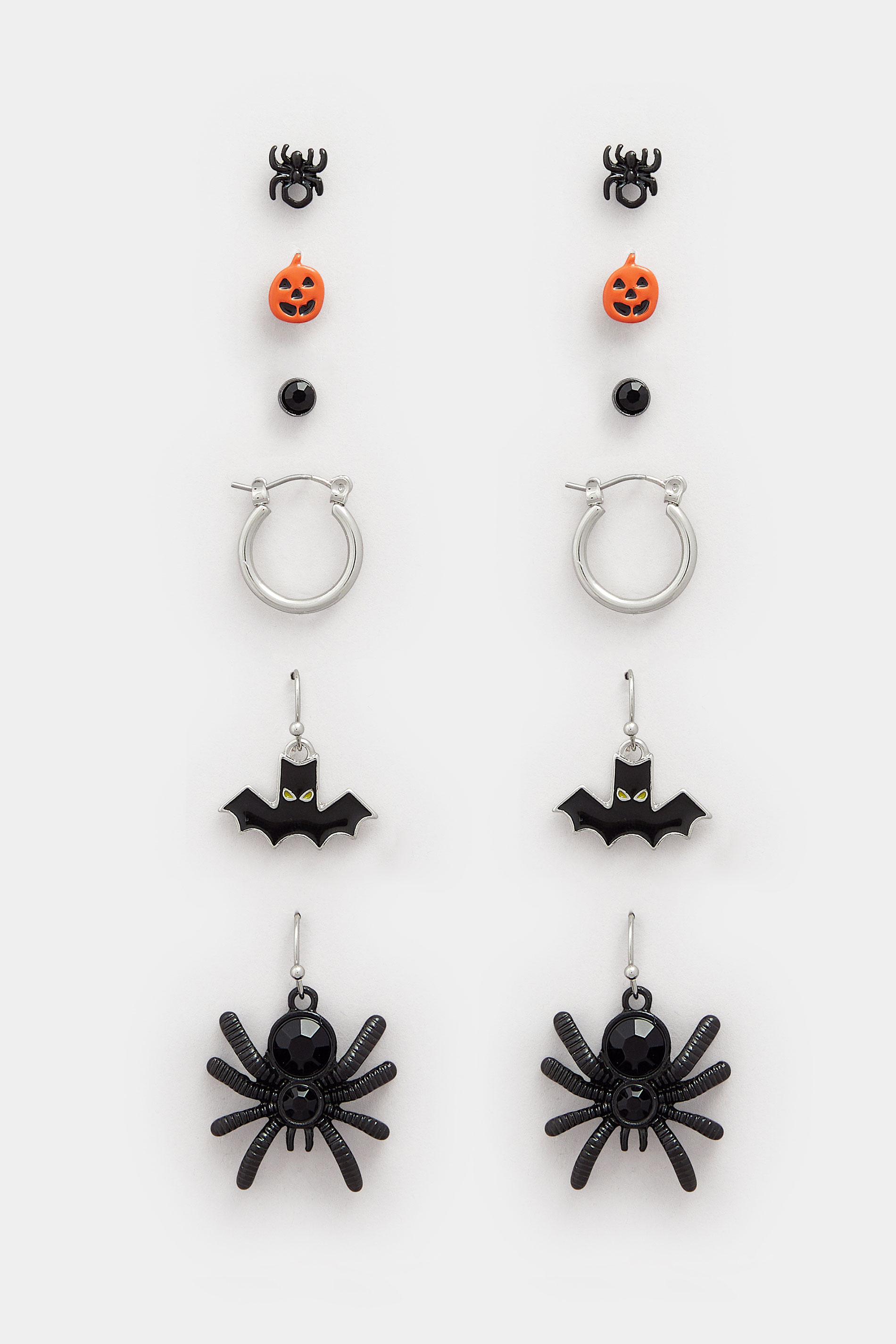 6 PACK Black Novelty Halloween Earrings | Yours Clothing 3
