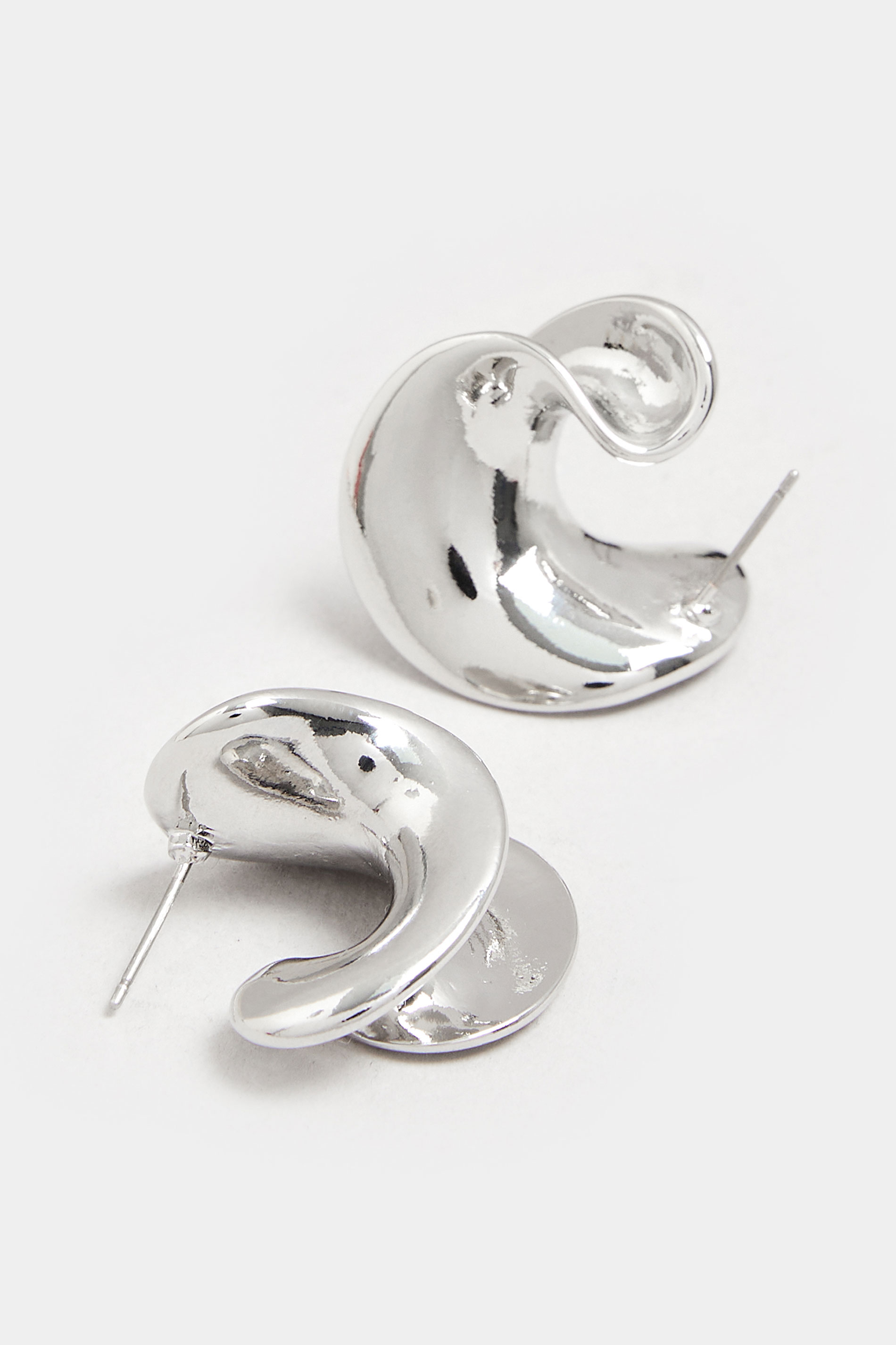 Silver Tone Twisted Stud Earrings | Yours Clothing 3