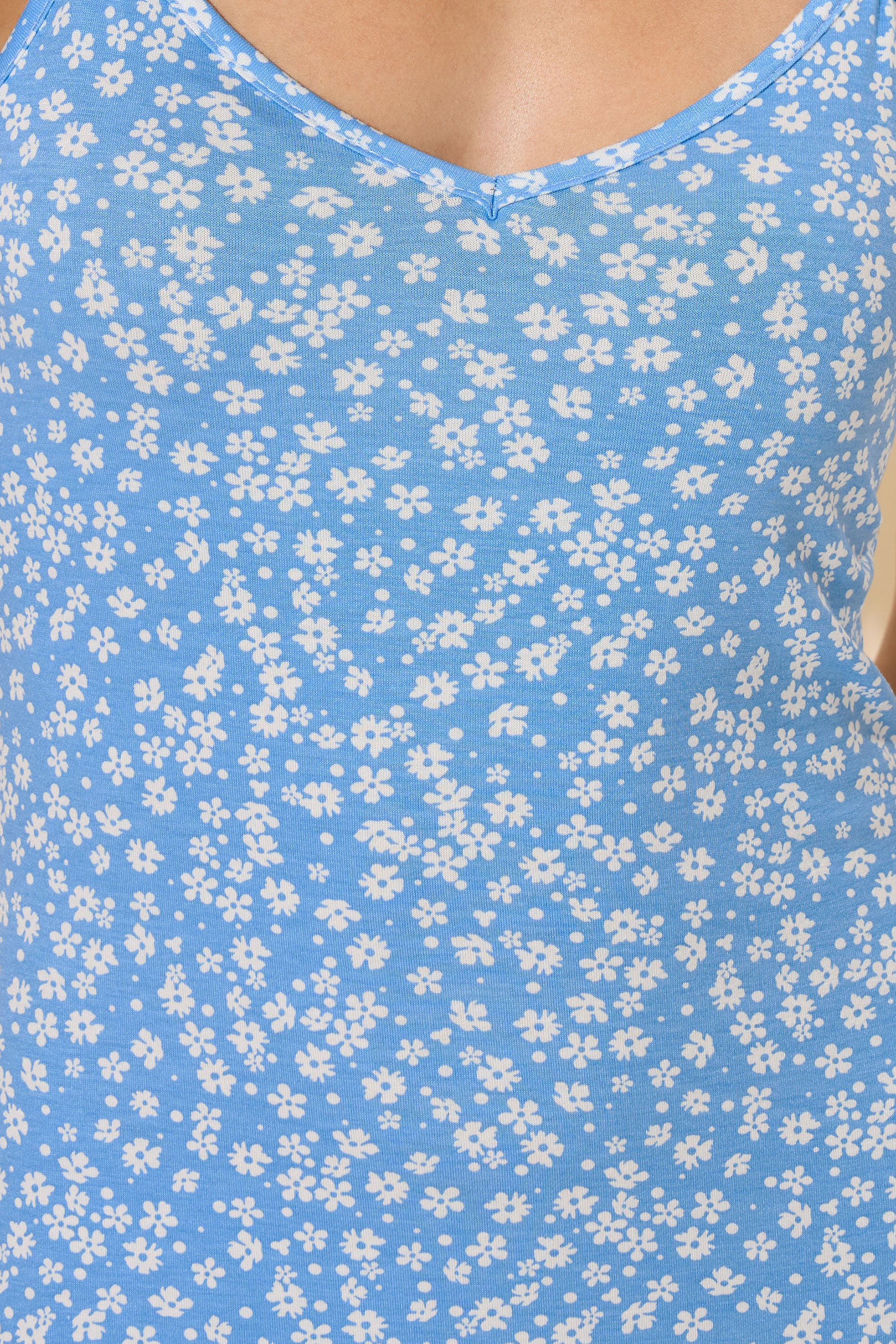 PixieGirl Petite Women's Blue Ditsy Floral Jersey Strappy Maxi Dress | PixieGirl 4