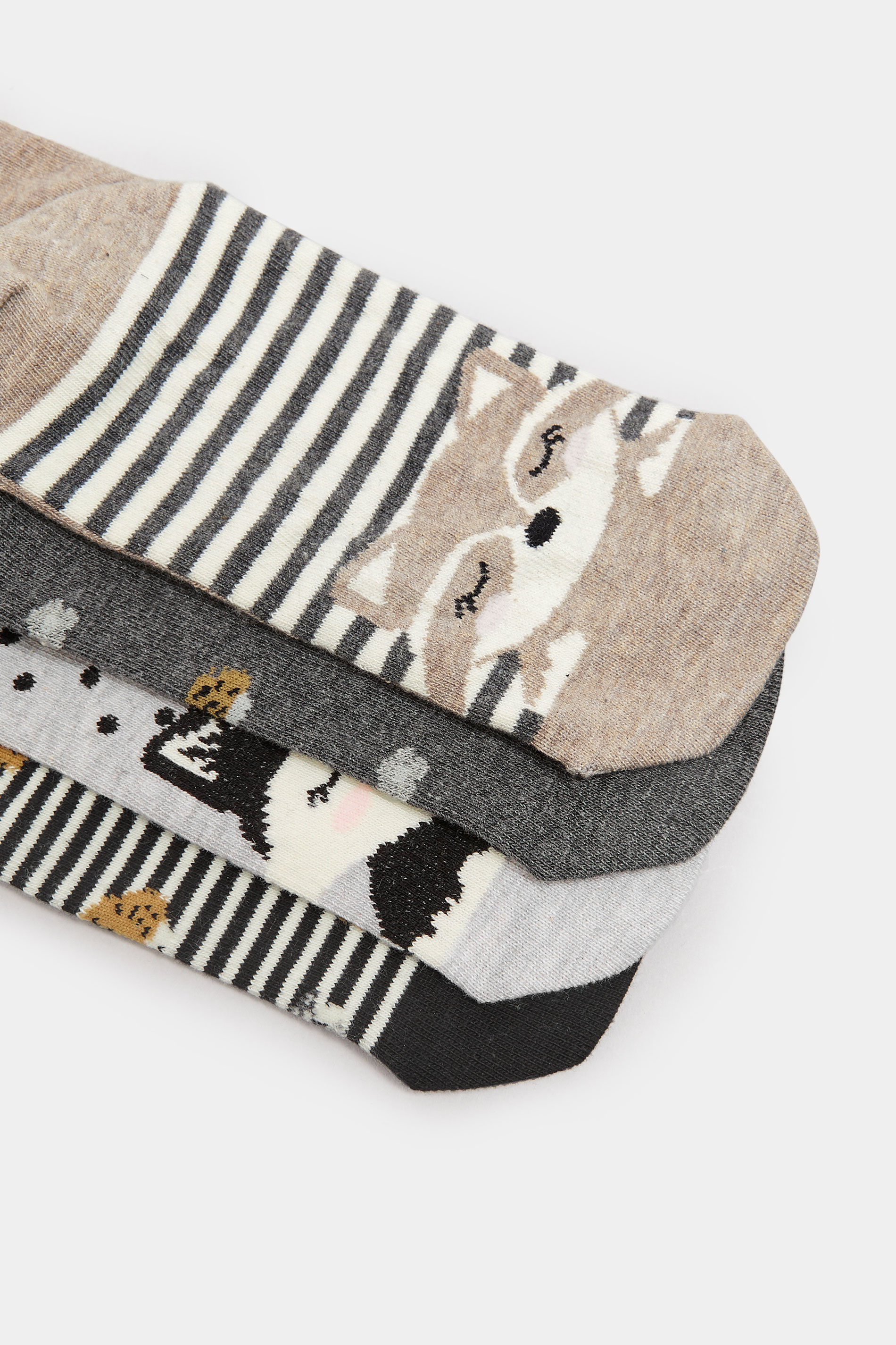 4 PACK Grey & Black Animal Print Ankle Socks | Yours Clothing 5