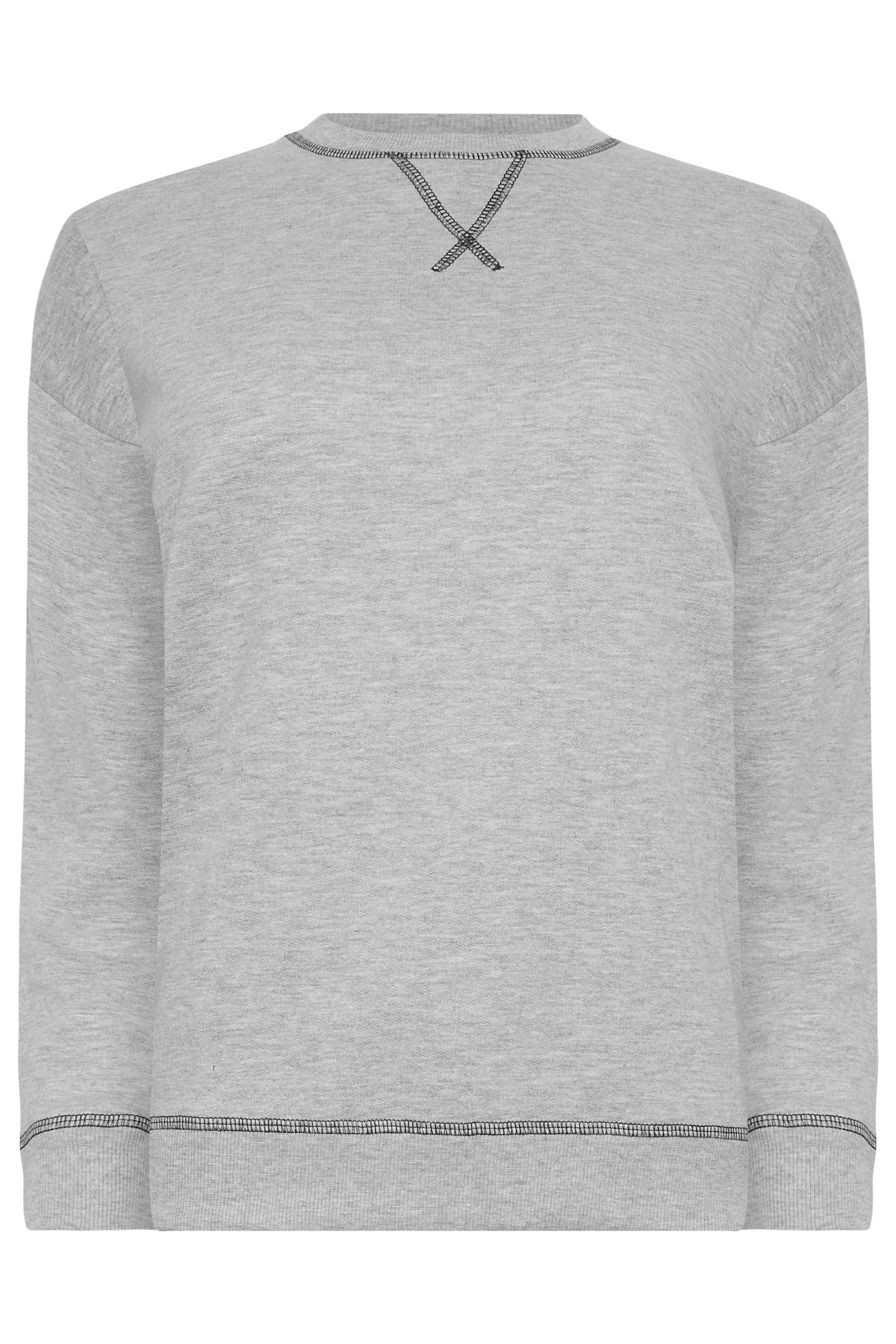 PixieGirl Petite Women's Grey Contrast Stitch Crew Neck Sweatshirt | PixieGirl 5