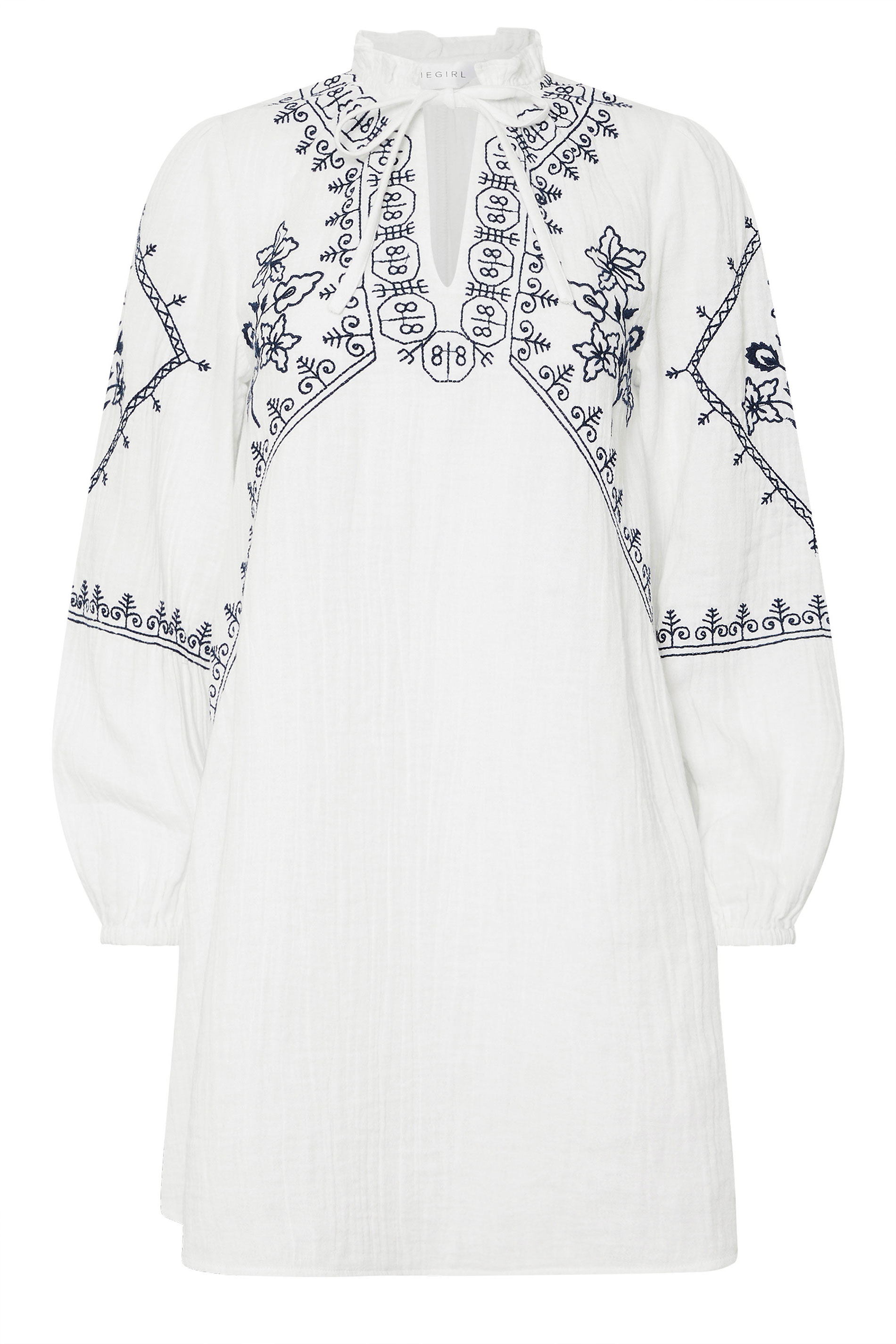 PixieGirl Petite Women's White Cotton Embroidered Smock Dress | PixieGirl 7