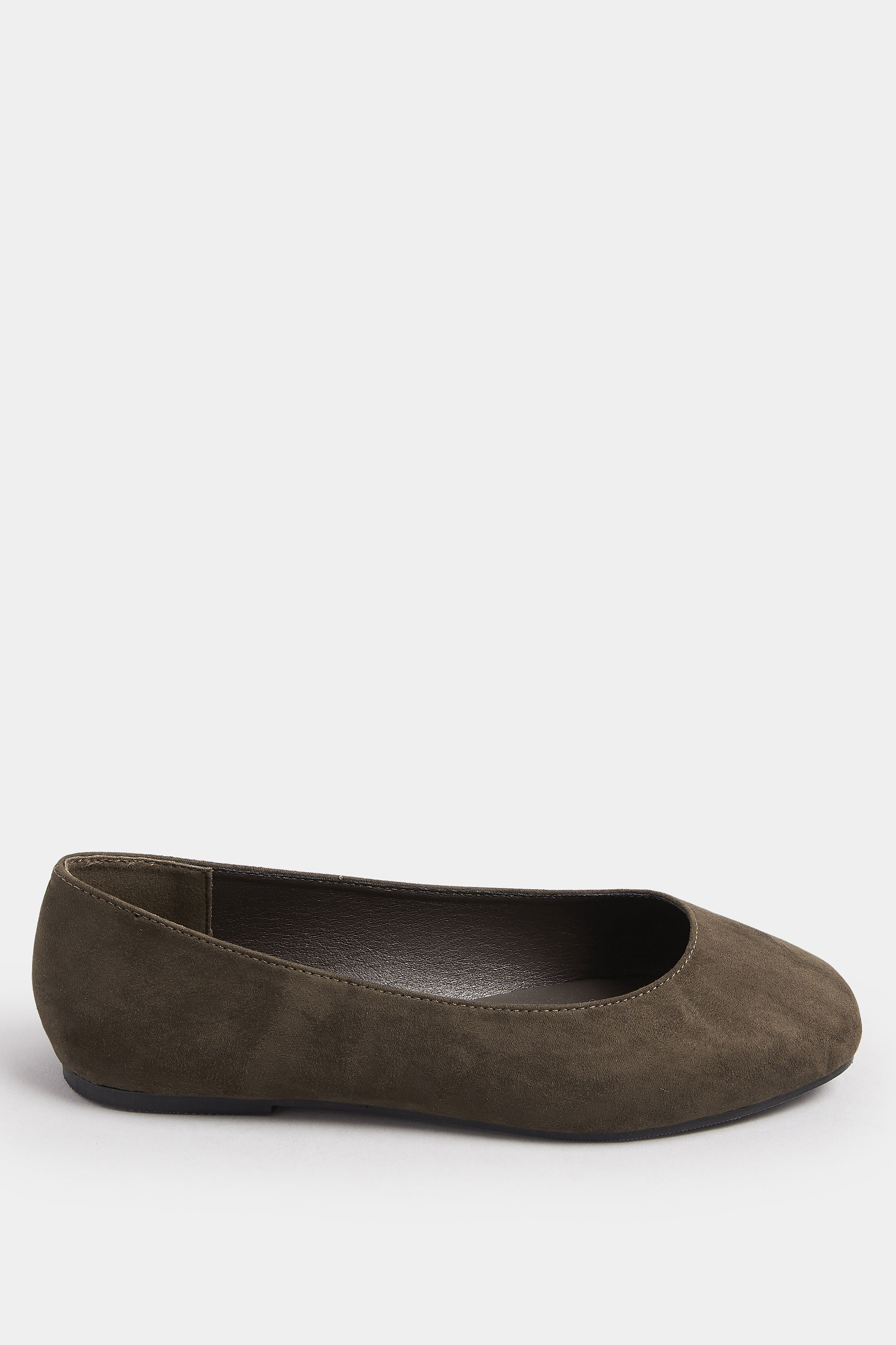 Chocolate Brown Faux Suede Square Toe Ballet Pumps In Extra Wide EEE Fit | Yours Clothing 3