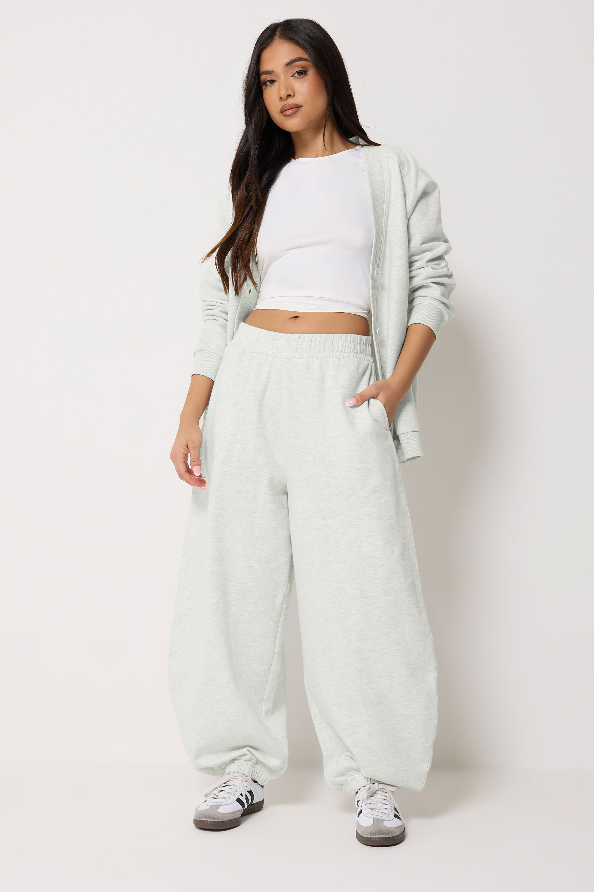 Pixiegirl Women's Grey Petite Marl Brushed Balloon Joggers Size Petite > 18