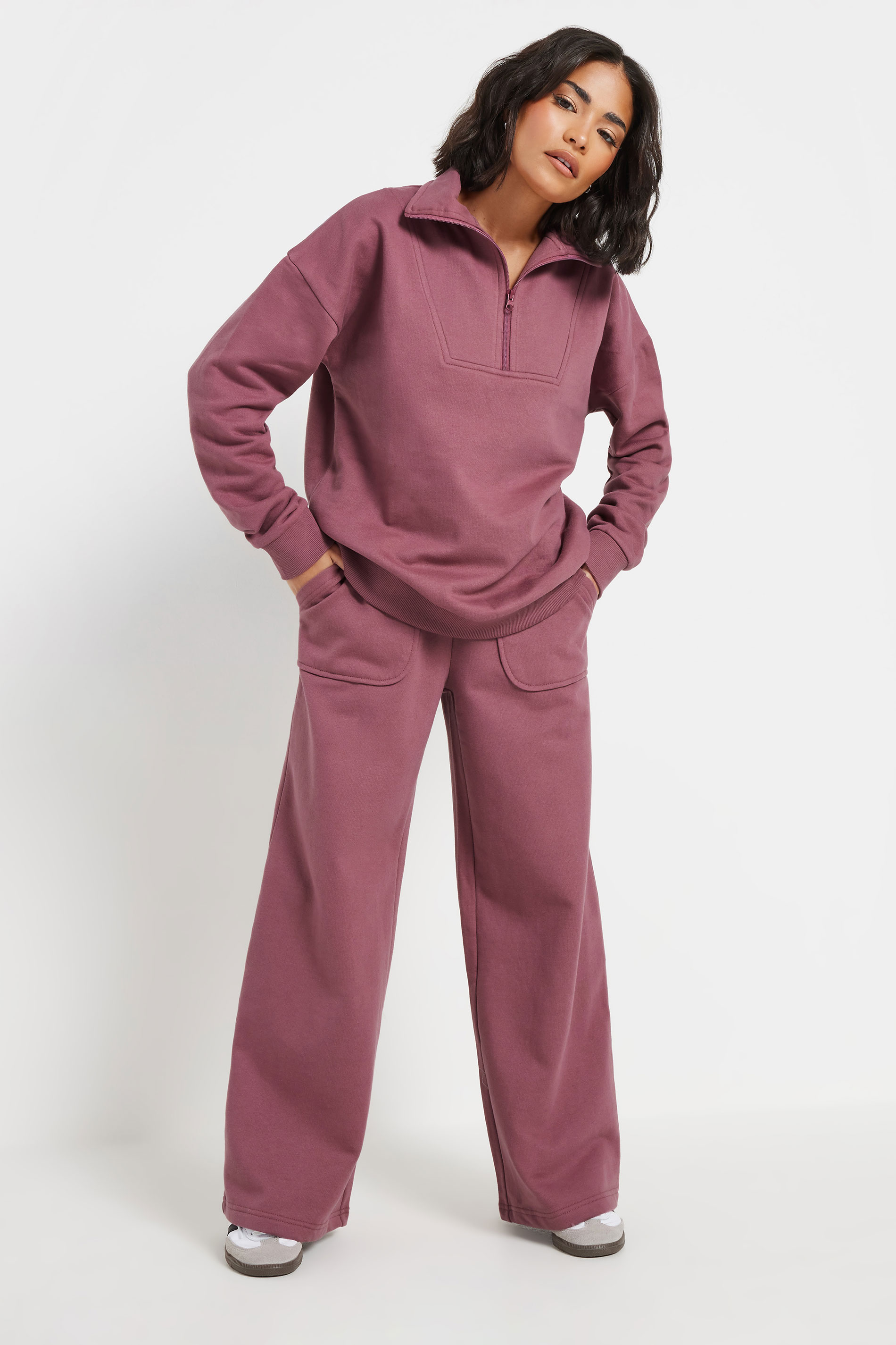 PixieGirl Petite Women's Blush Pink Quarter Zip Sweatshirt | PixieGirl 3