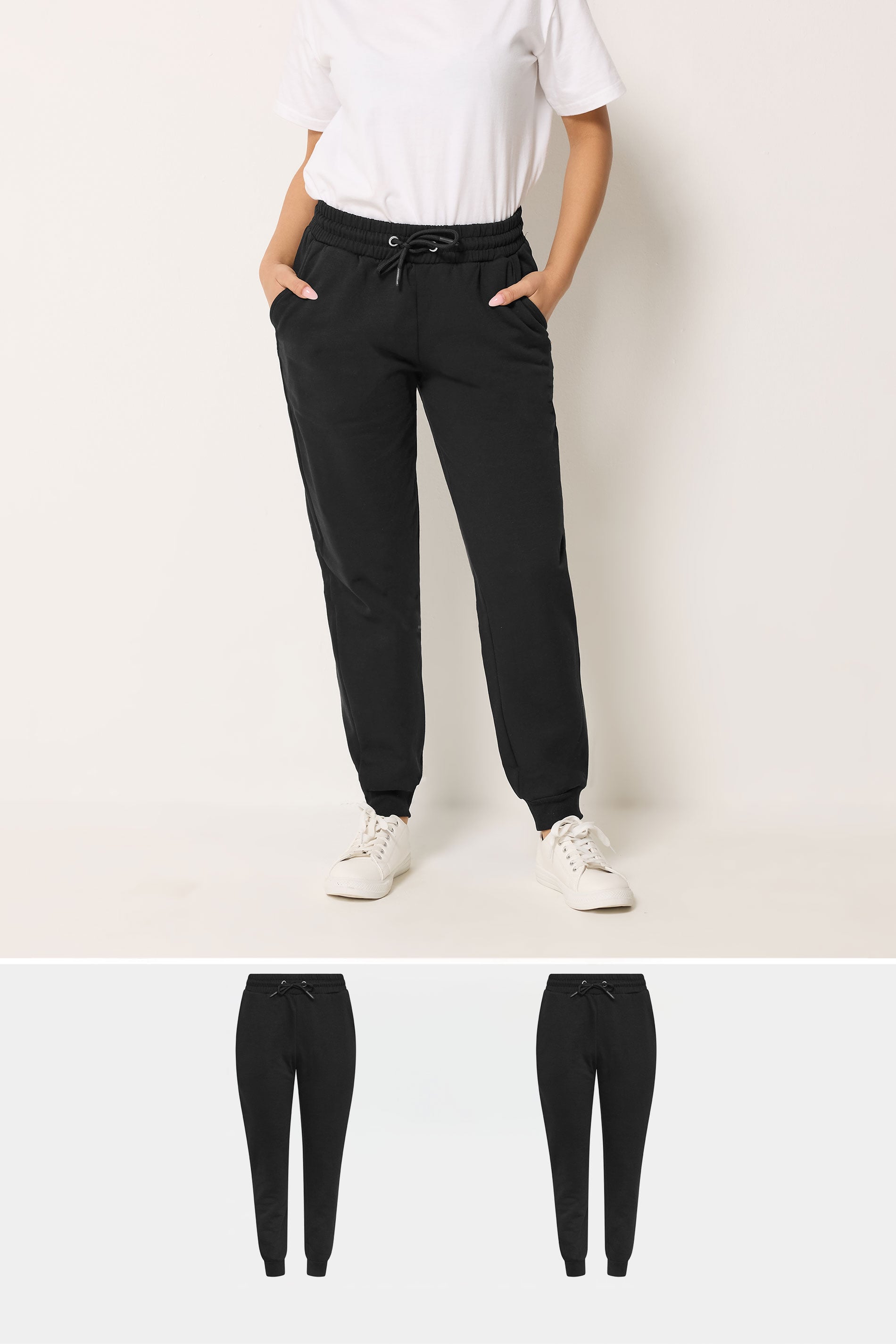 M&Co Petite 2 PACK Black Cuffed Joggers | M&Co 1