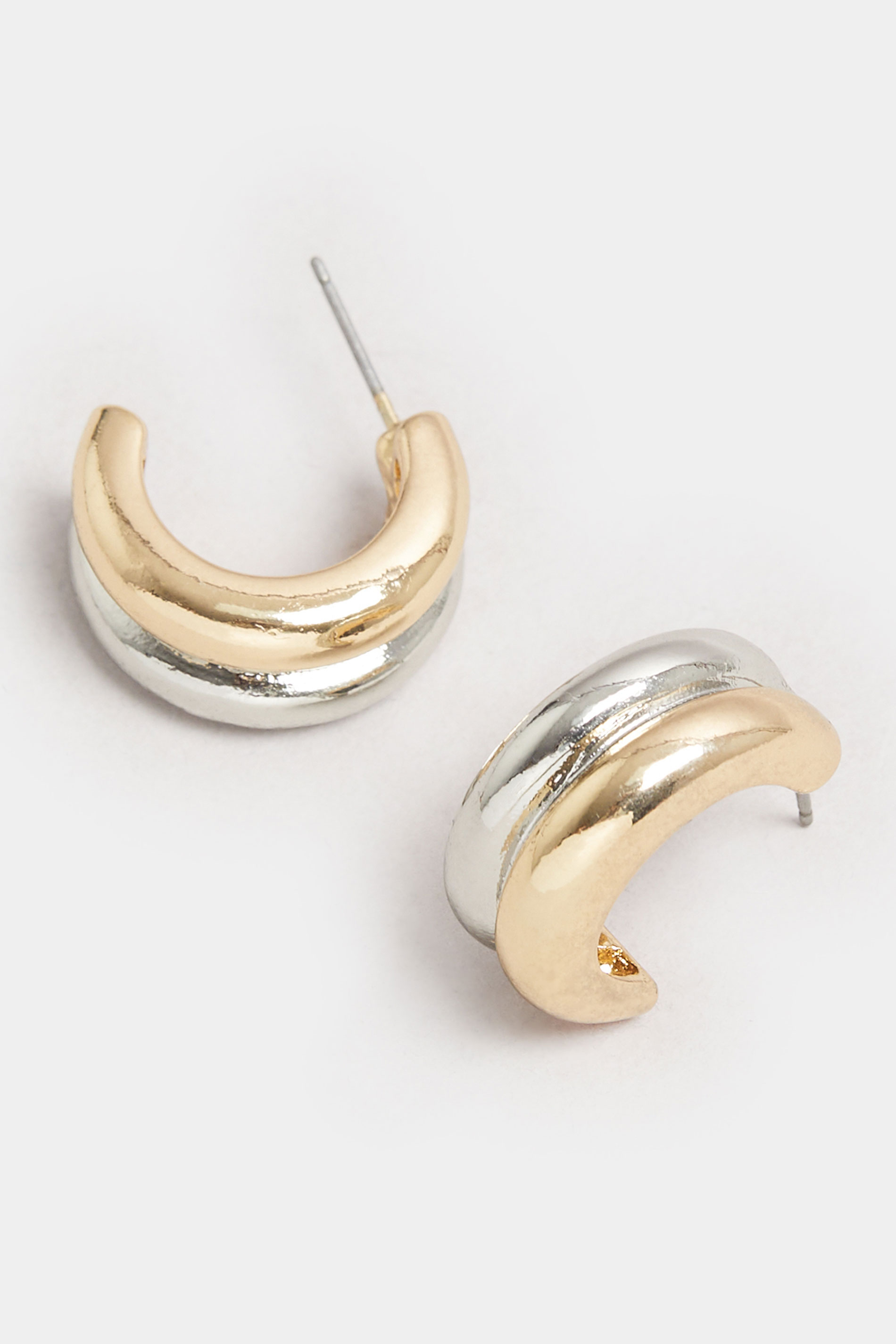 Two Tone Silver & Gold Chunky Hoop Earrings | Yours Clothing 3