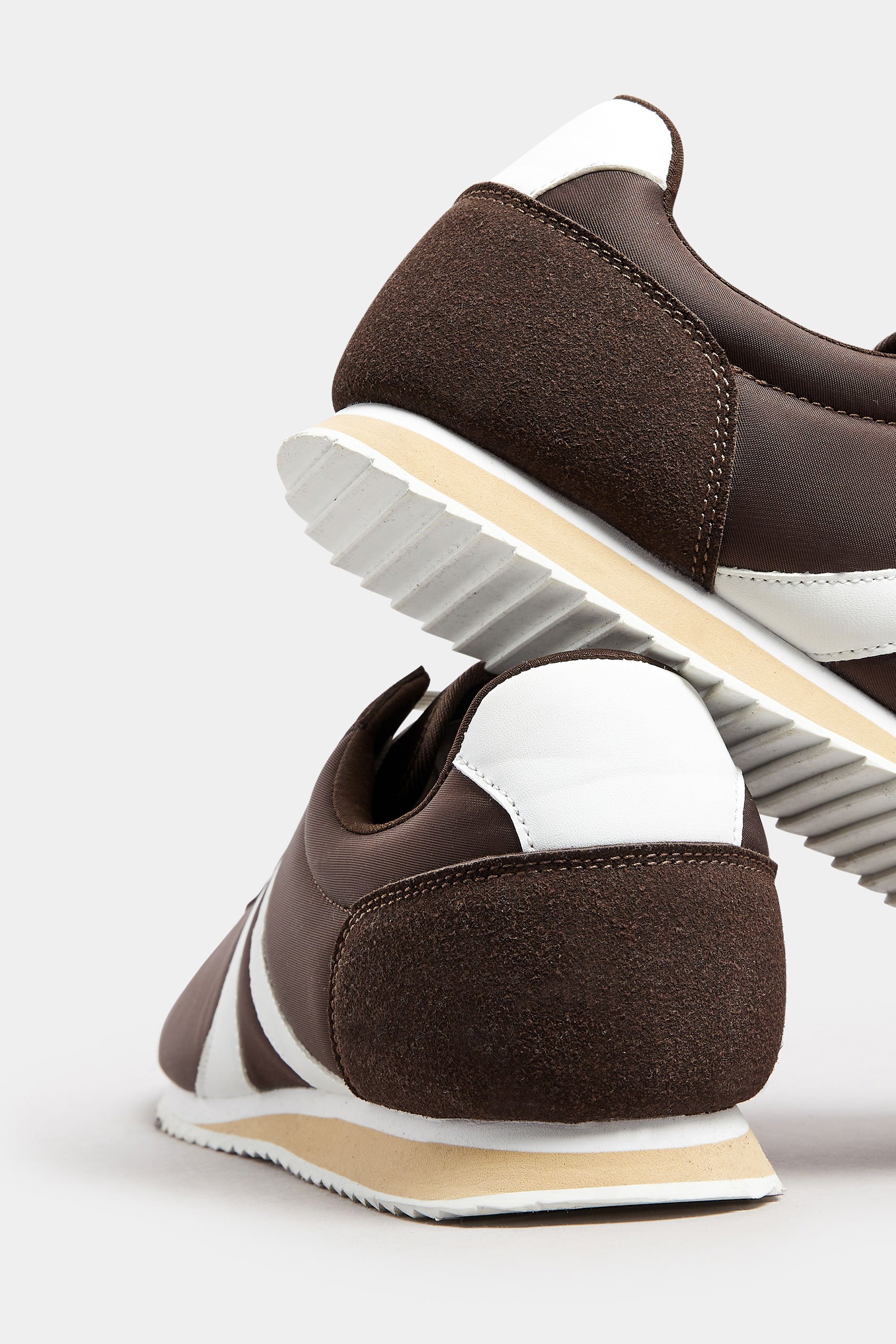 Brown Side Stripe Trainers in Extra Wide EEE Fit | Yours Clothing 4