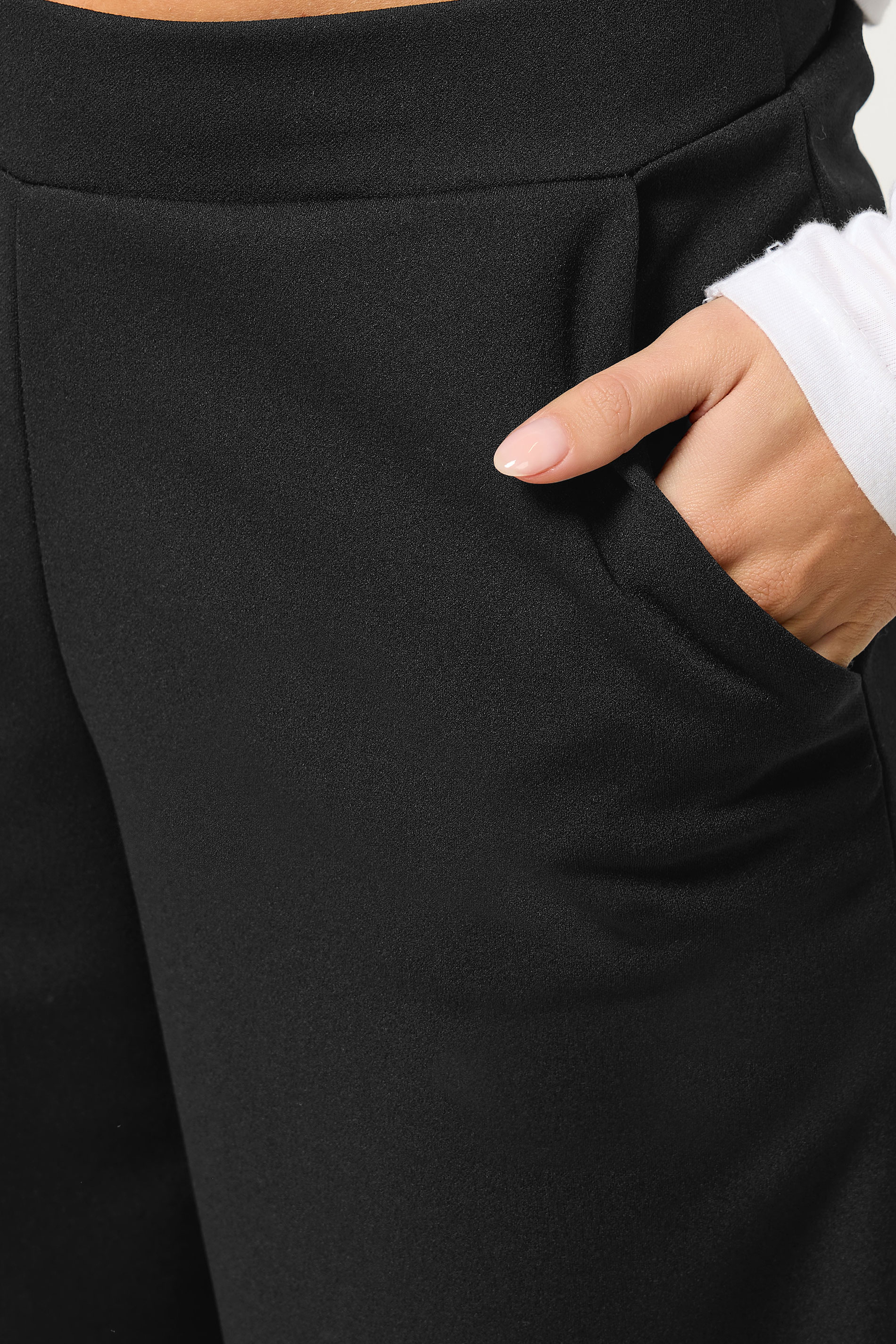 PixieGirl Petite Women's Black Scuba Wide Leg Trousers  4