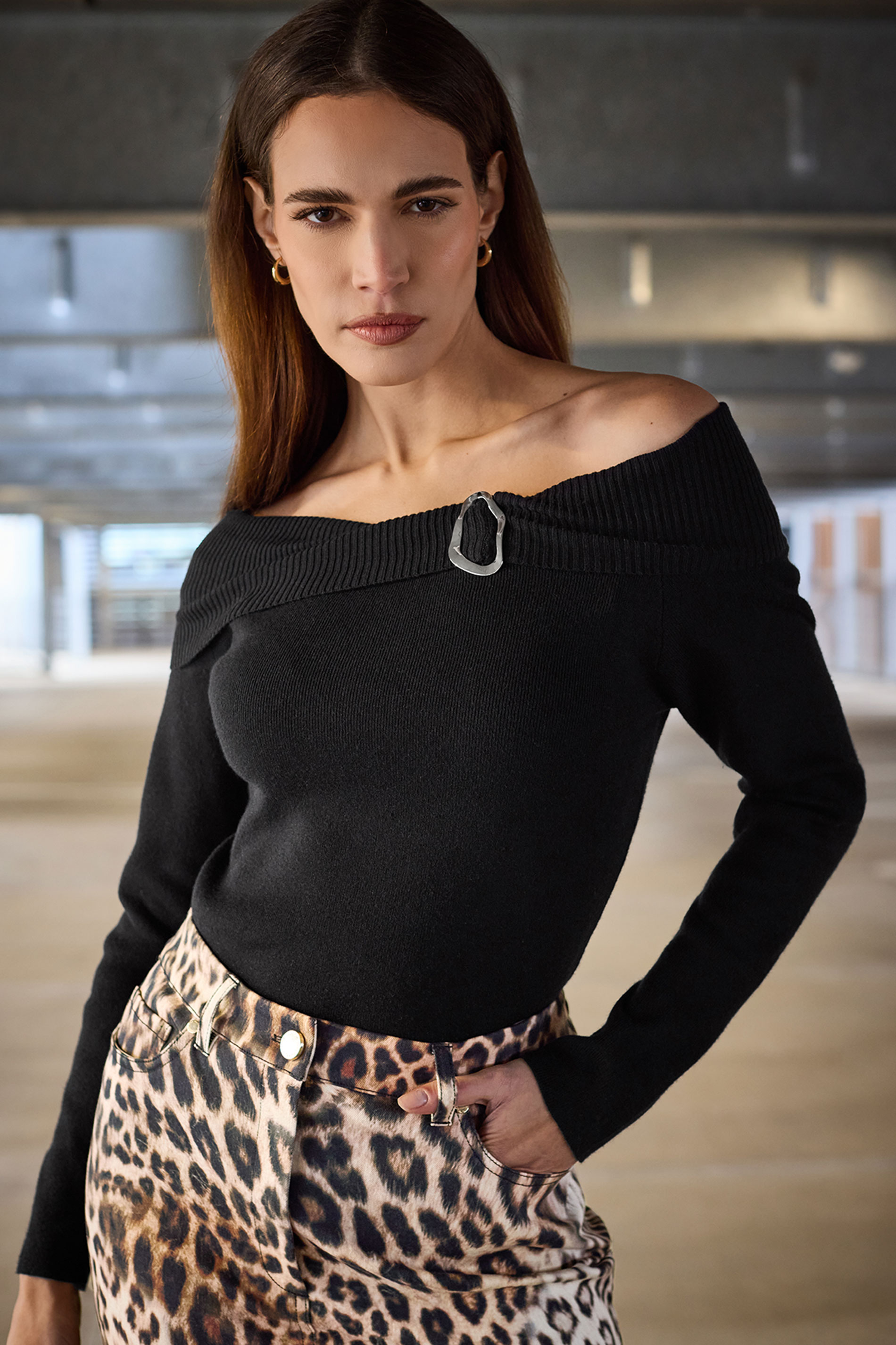 STAR Black Bardot Buckle Detail Jumper | StarByJM 1