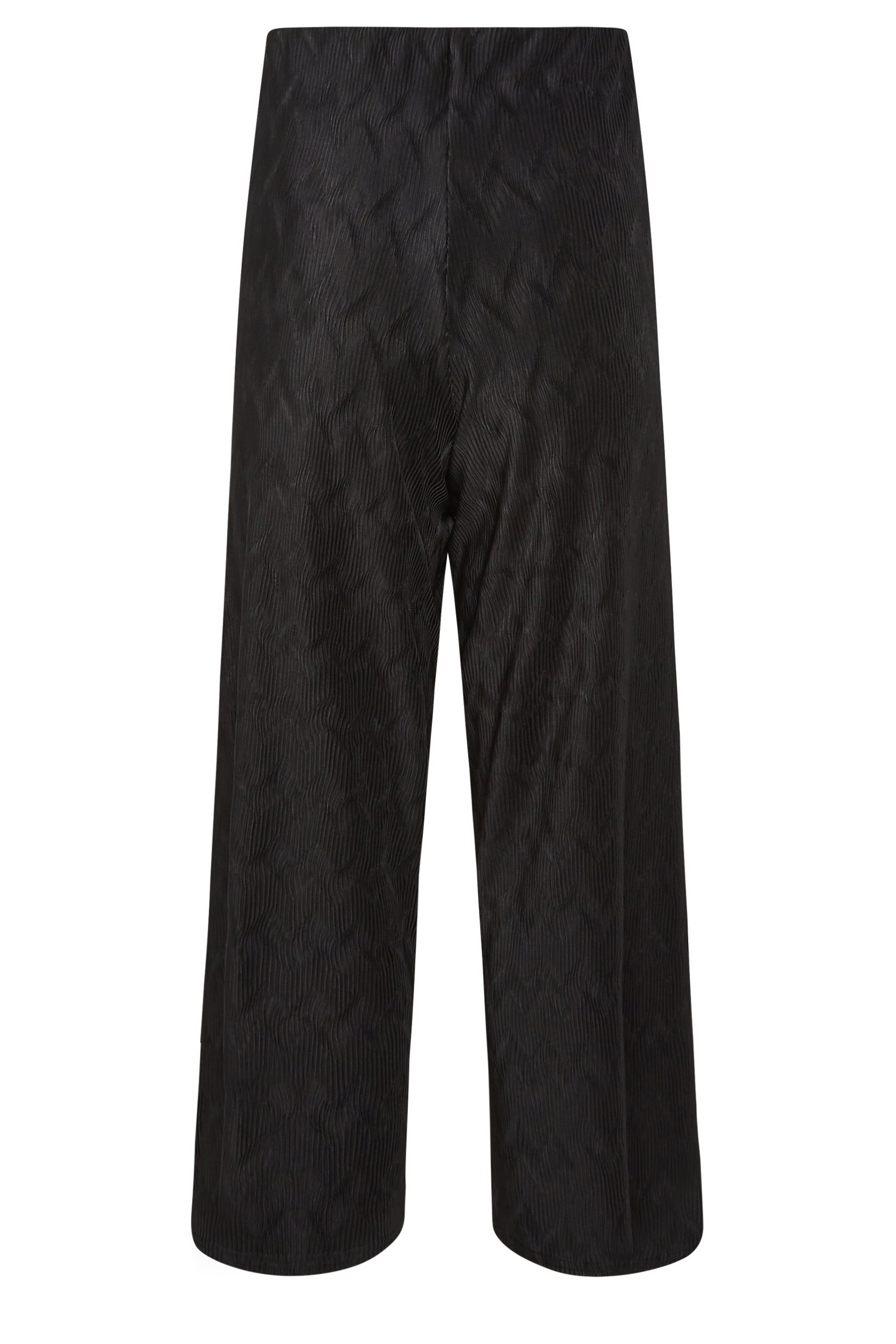 PixieGirl Black Zig Zag Plisse Wide Leg Trousers | PixieGirl