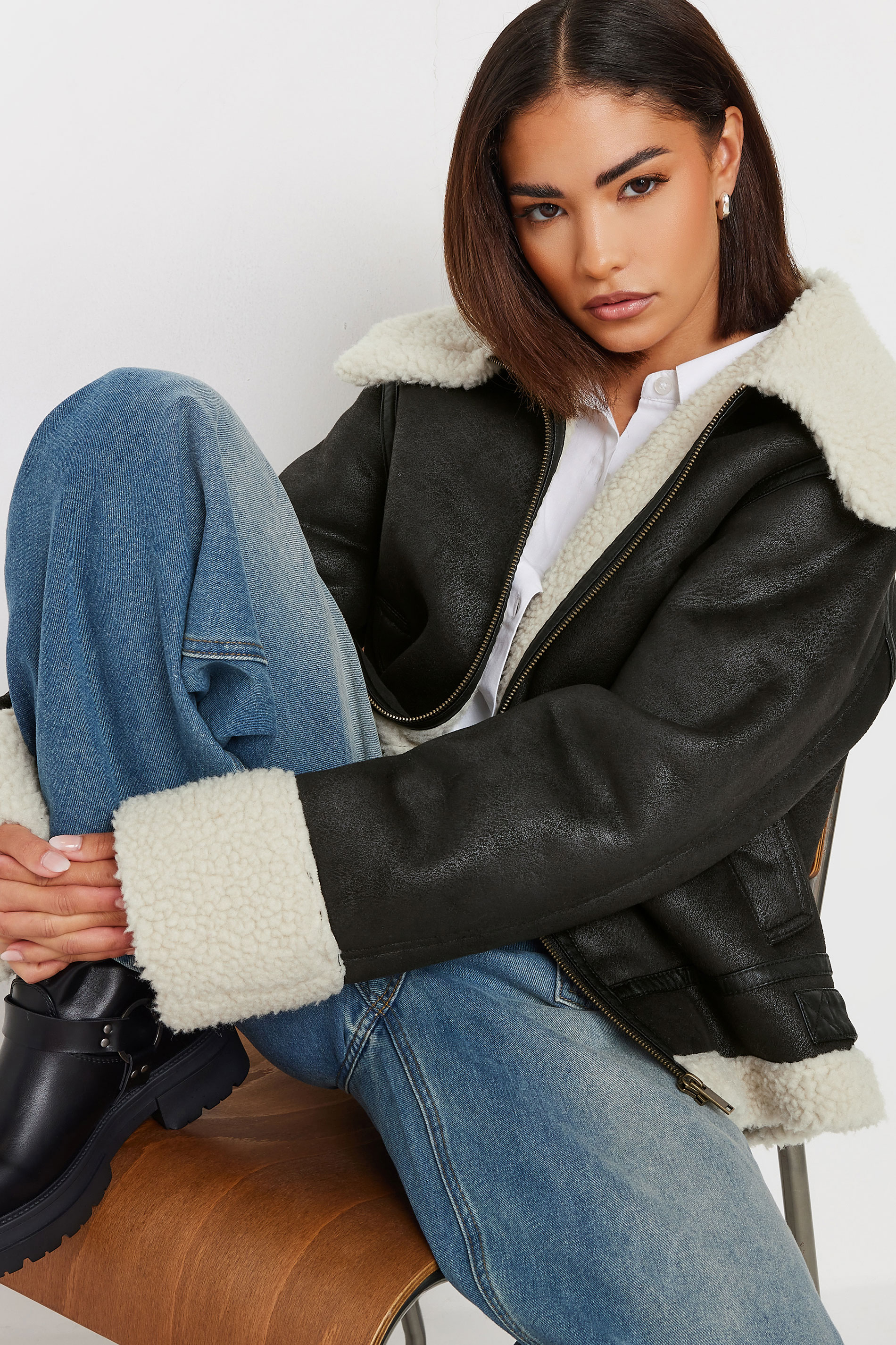 PixieGirl Petite Women's Black Aviator Jacket | PixieGirl 6