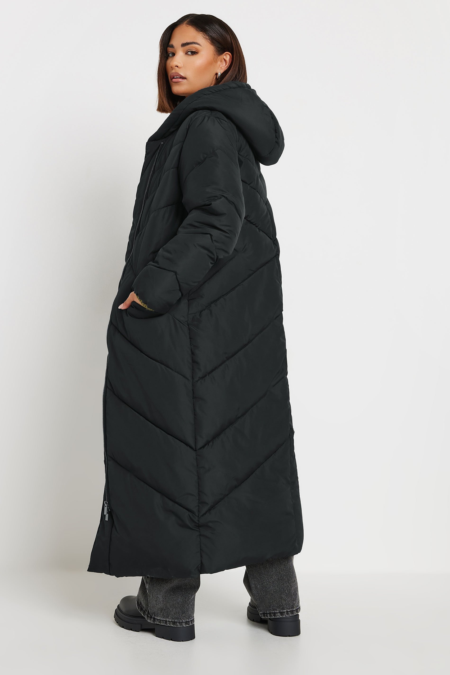 PixieGirl Petite Women's Black Padded Maxi Puffer Coat | PixieGirl 3