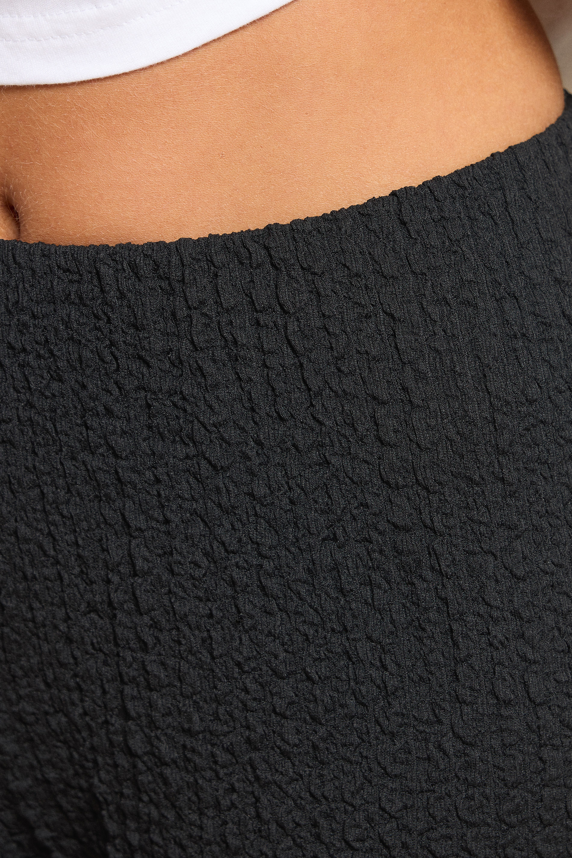 PixieGirl Petite Women's Black Bubble Textured Wide Leg Trousers | PixieGirl 4