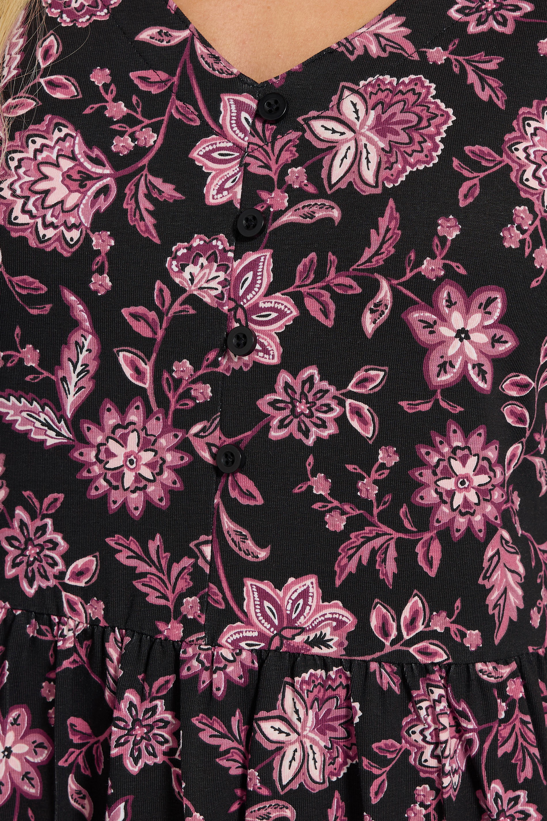 M&Co Petite Black Floral Tiered Midi Dress | M&Co 4