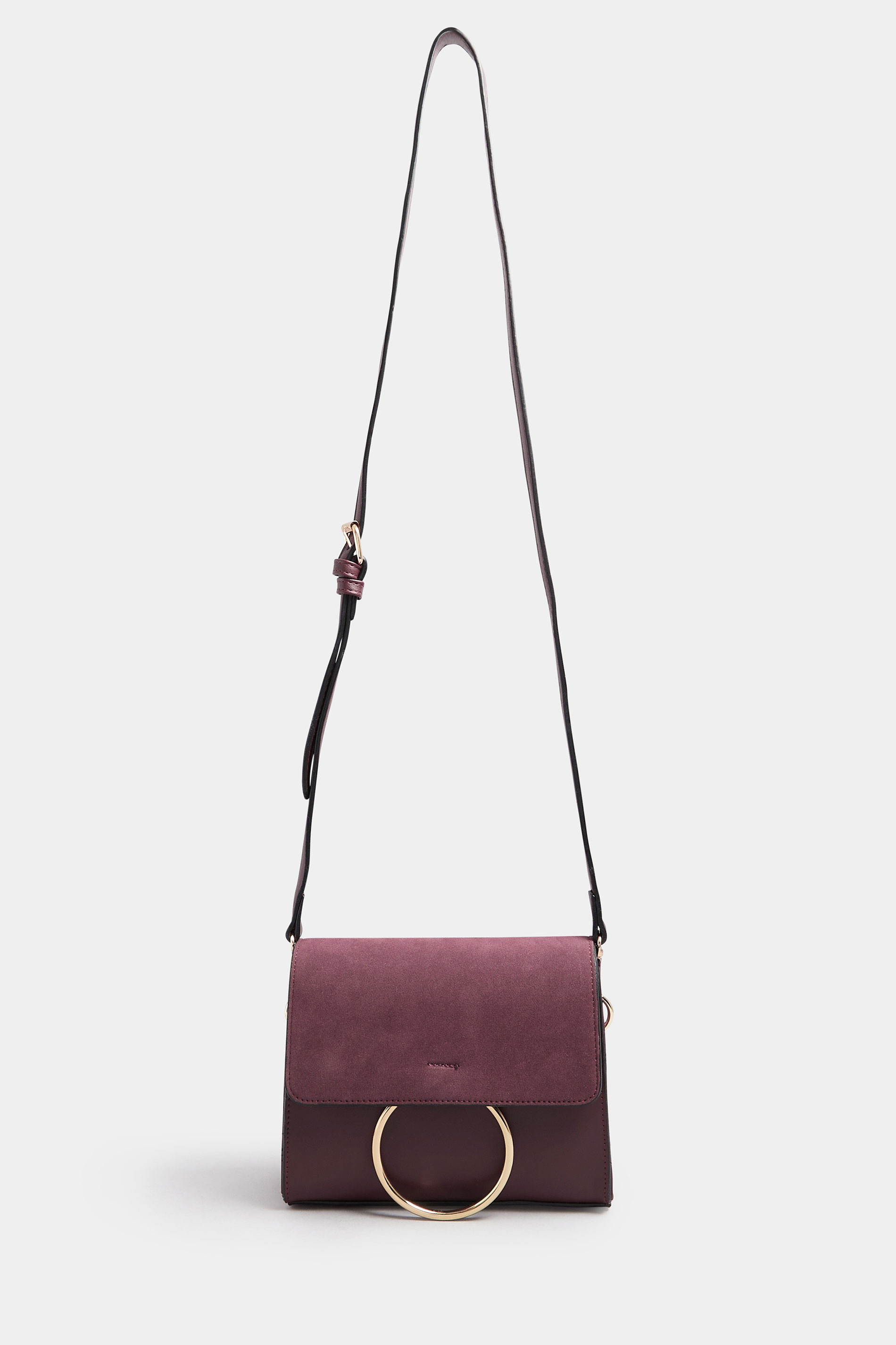 Burgundy Red Ring Detail Cross Body Bag | Yours Clothing 2