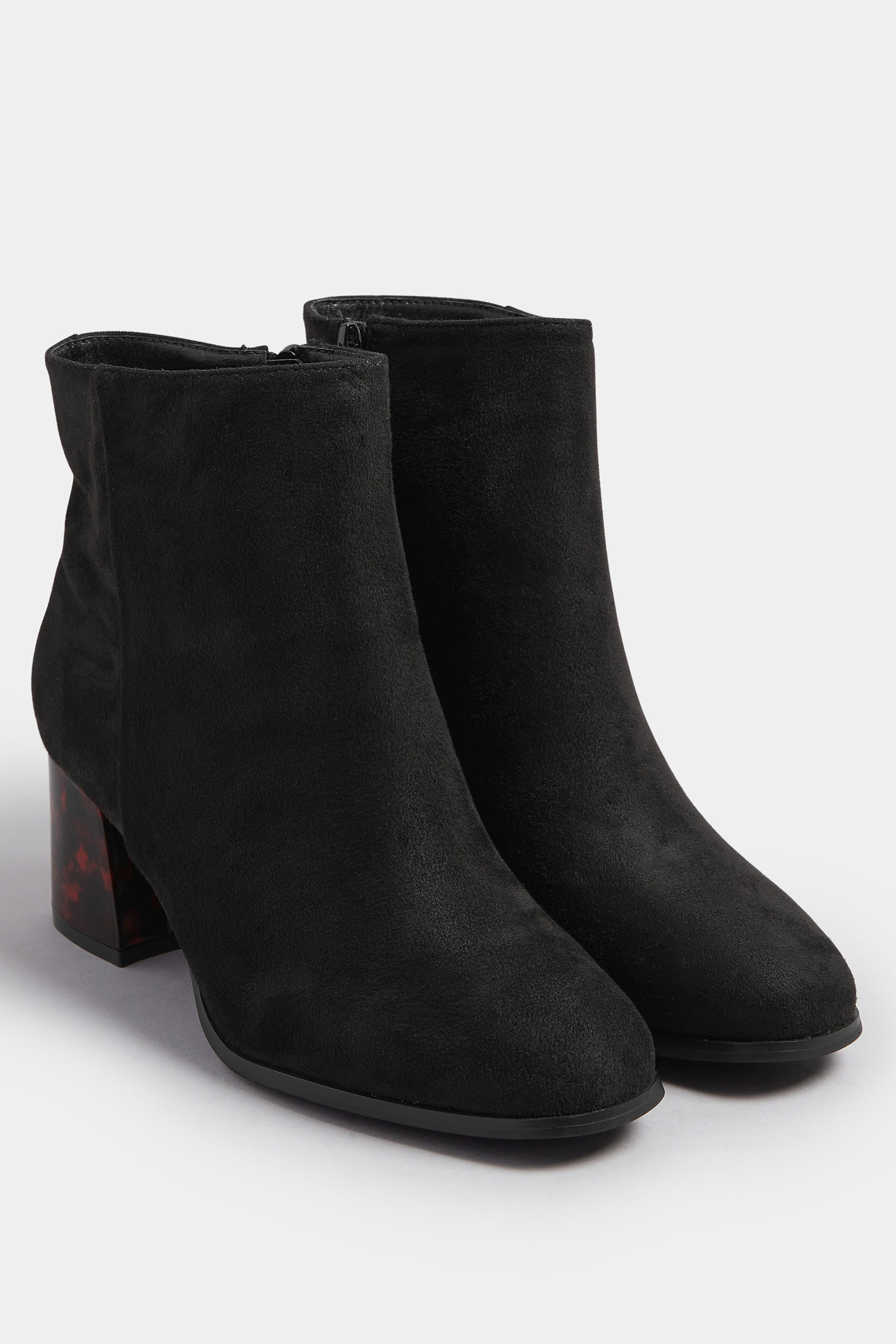 Black Tortoiseshell Block Heel Boots In Extra Wide EEE Fit | Yours Clothing 2