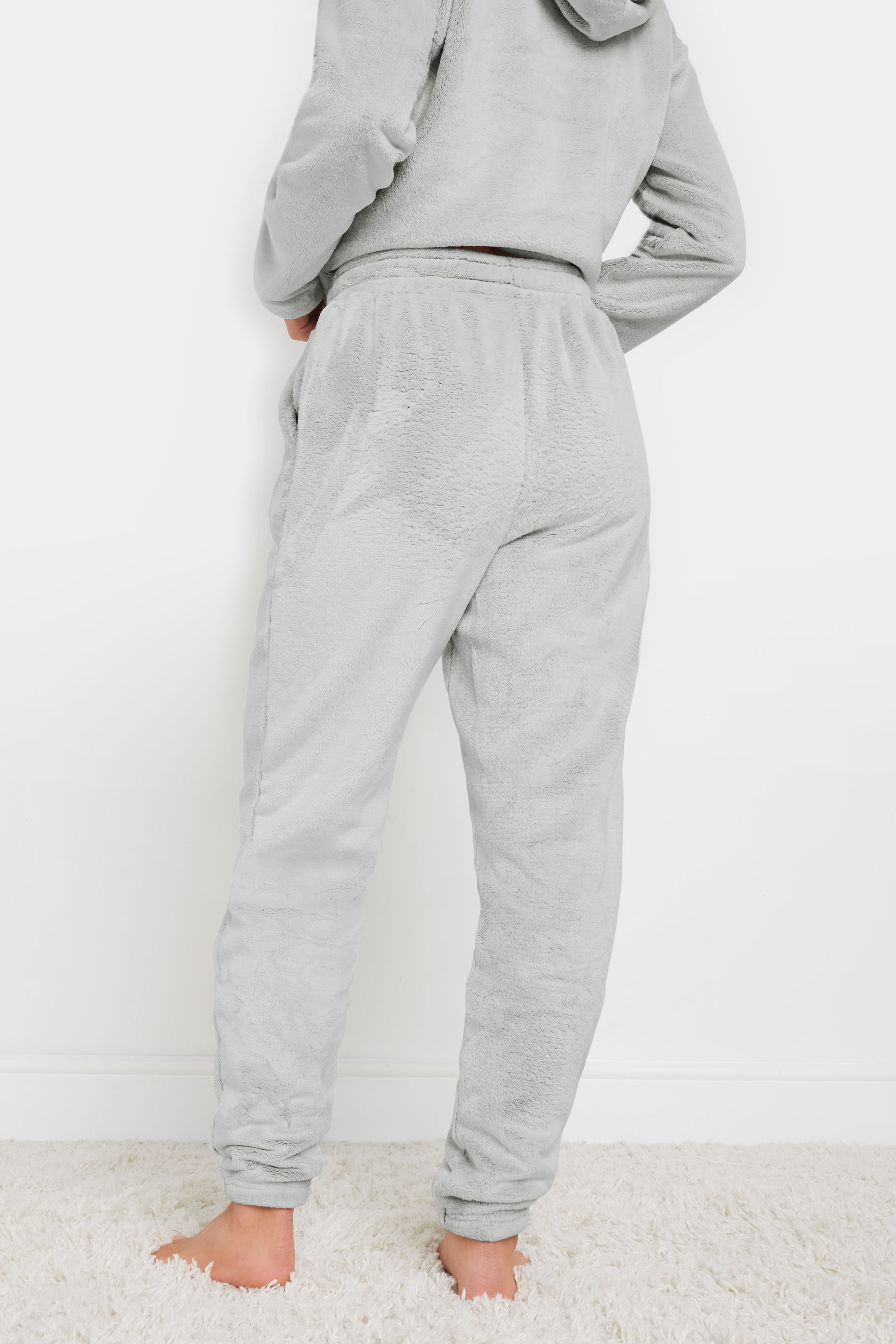 PixieGirl Petite Women's Grey Fleece Cuffed Pyjama Bottoms | PixieGirl 3