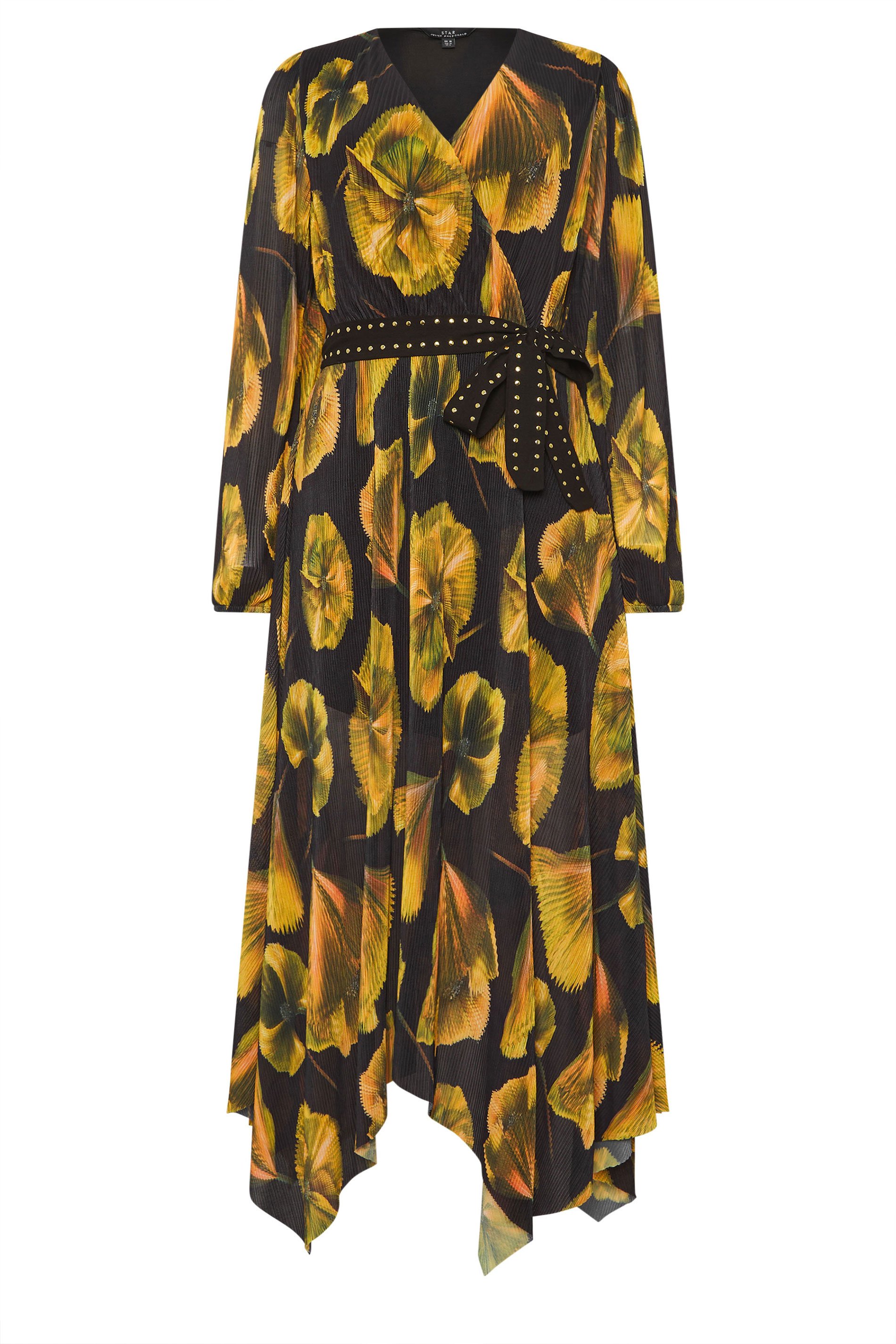 STAR Black Floral Mesh Pleated Maxi Dress | StarByJM 6