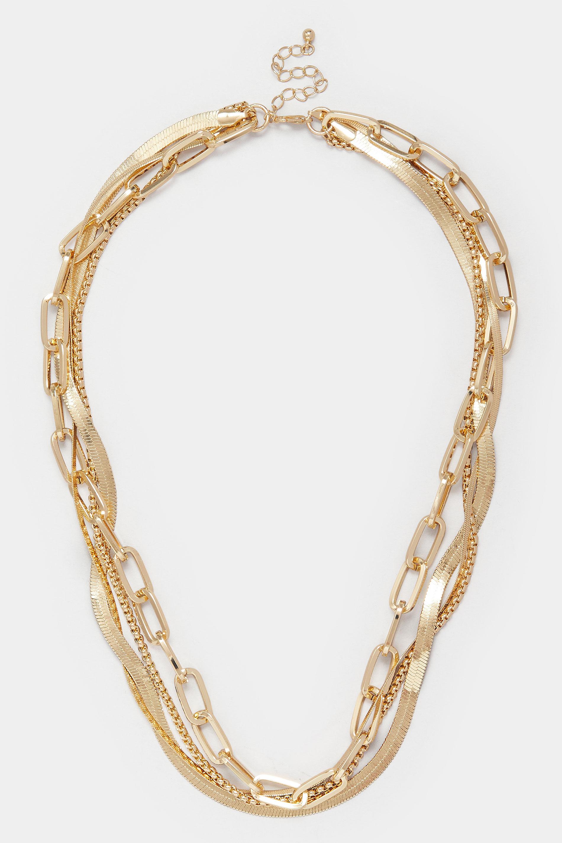 Gold Tone Mixed Chain Twist Necklace | Yours Clothing 3