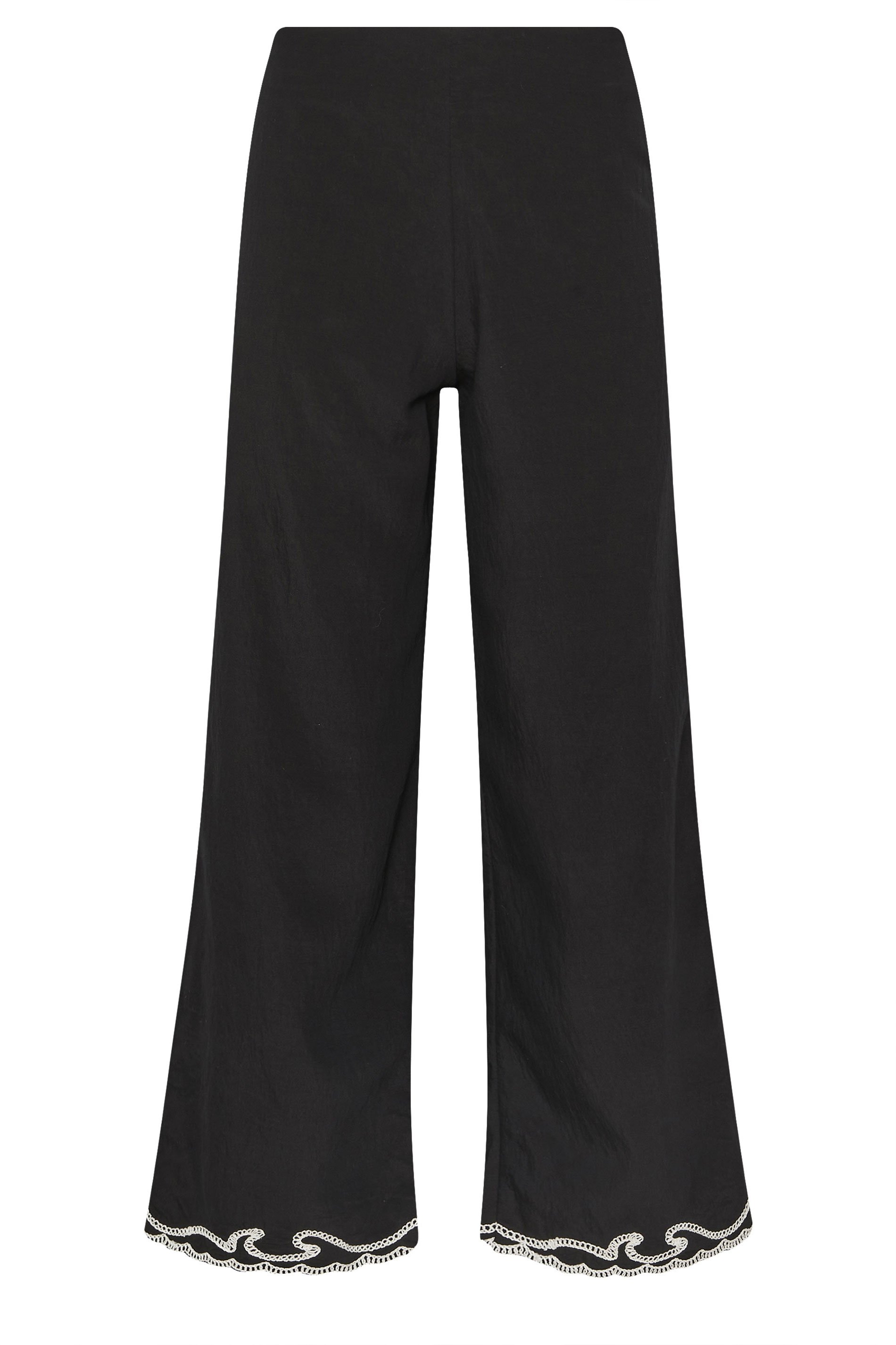 PixieGirl Petite Women's Black Embroidered Hemline Trousers | PixieGirl 6