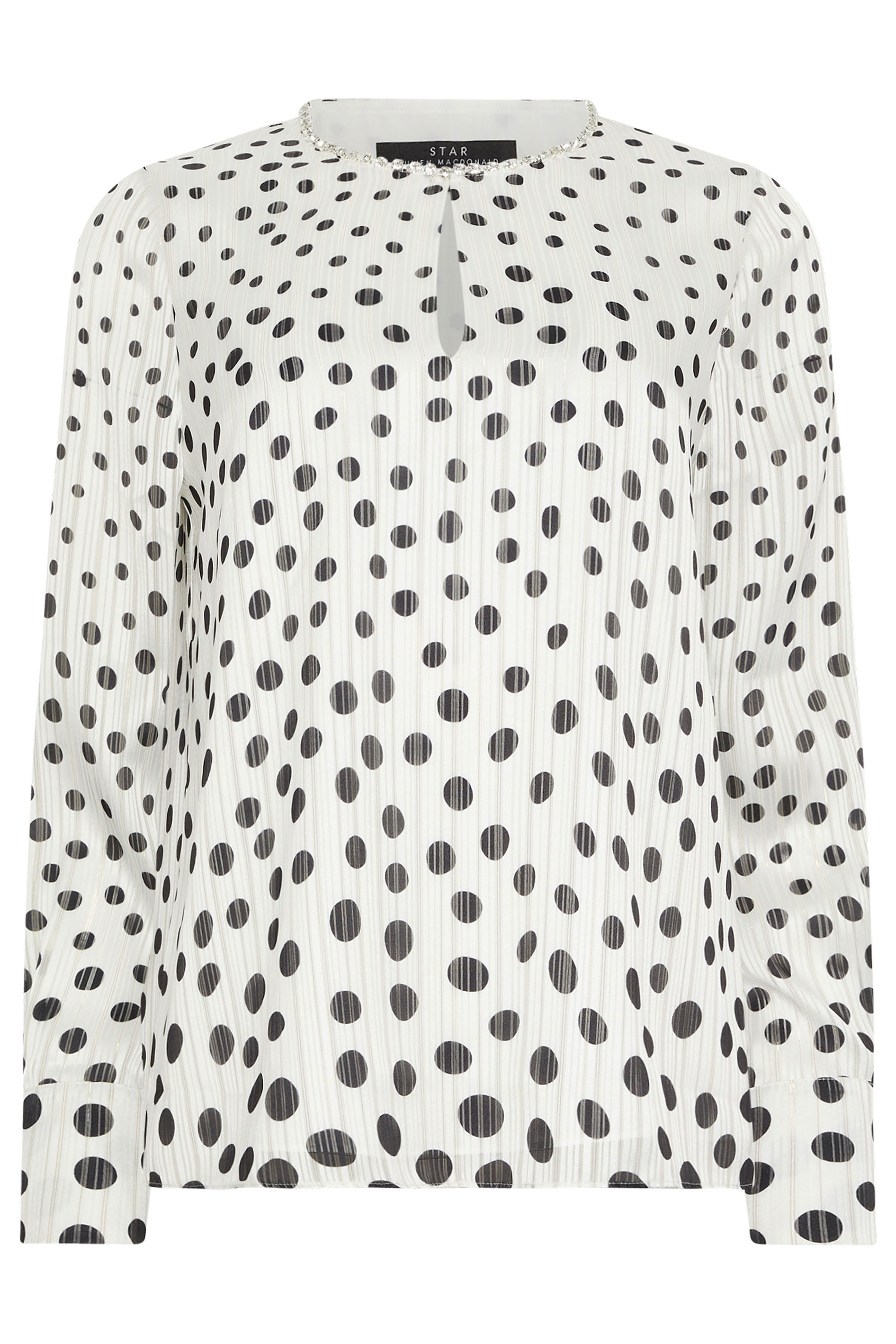 STAR White Sheer Spot Embellished Trim Blouse | StarByJM 6