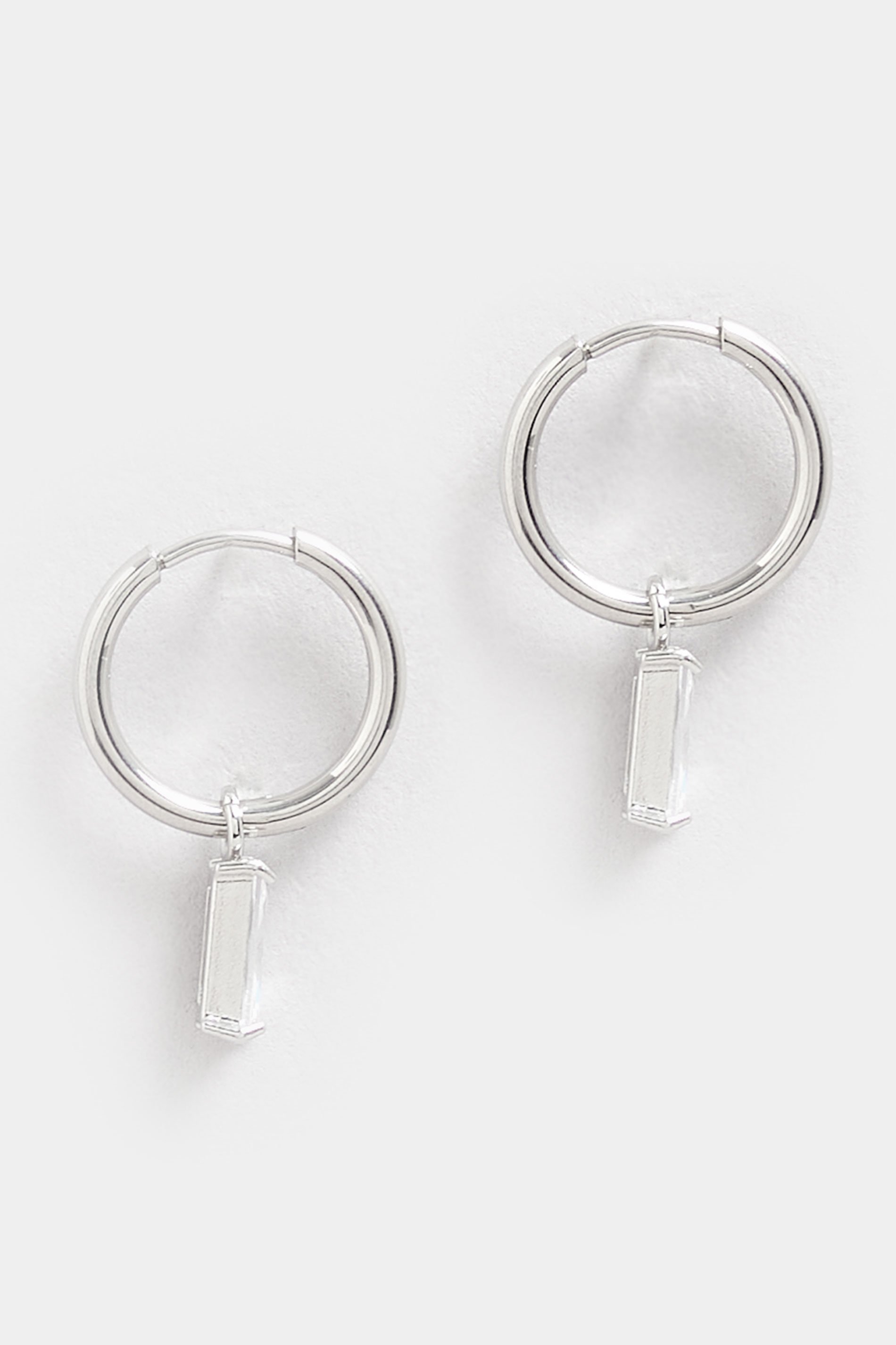 Silver Tone Diamante Mini Hoop Earrings | Yours Clothing  2