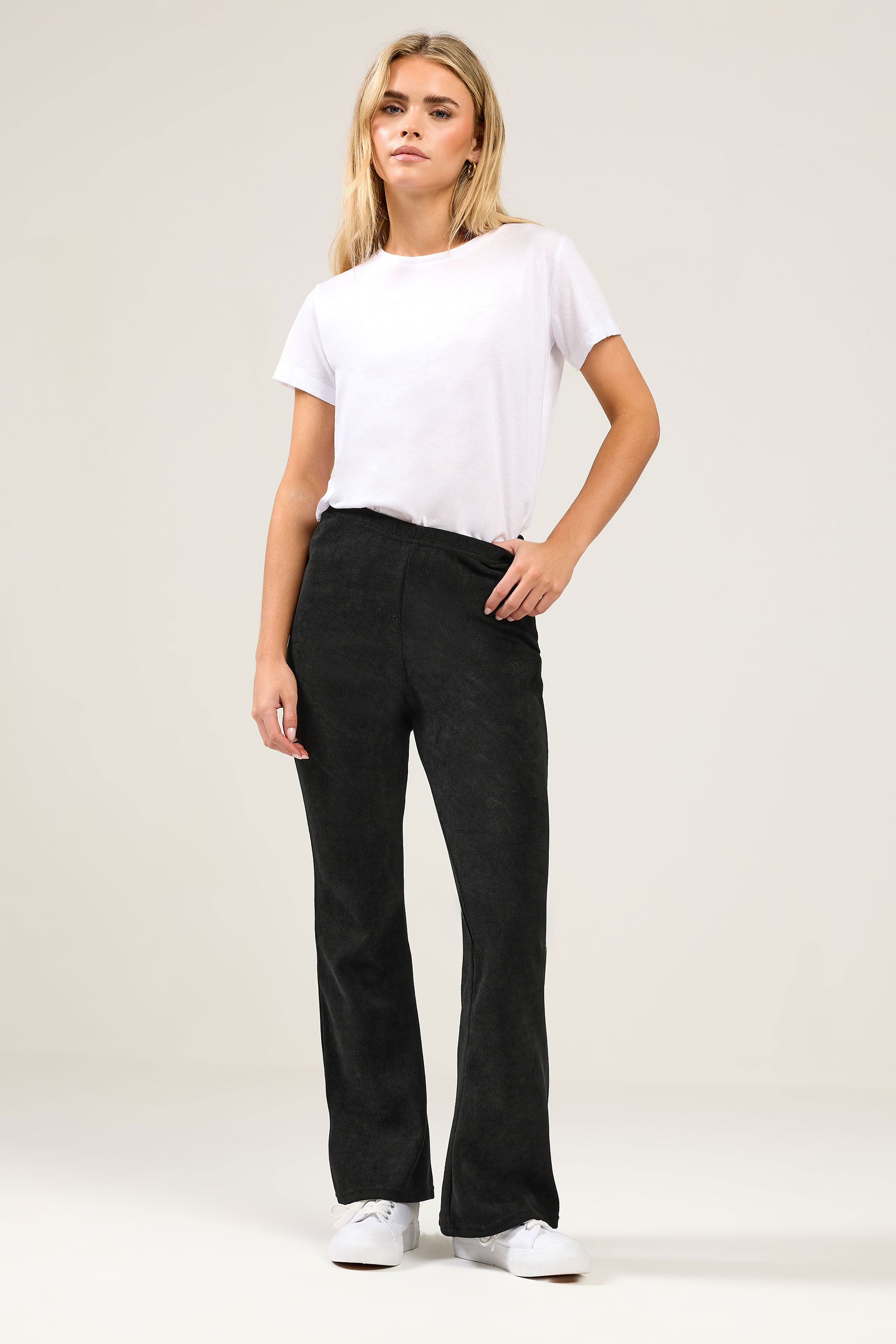 M&Co Petite Black Cord Flare Trousers | M&Co  1
