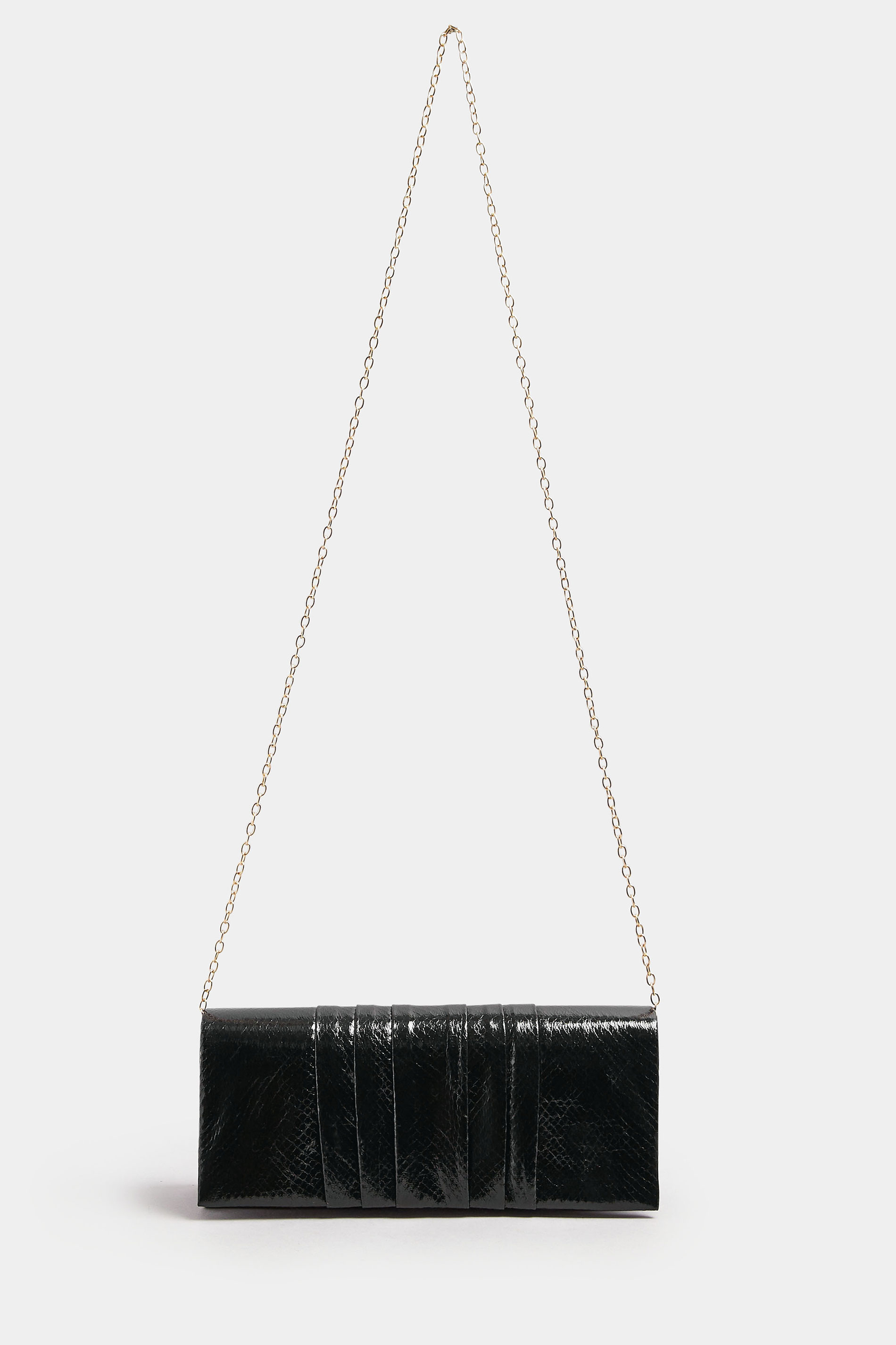 Black Faux Leather Metallic Clutch Bag | Yours Clothing 4