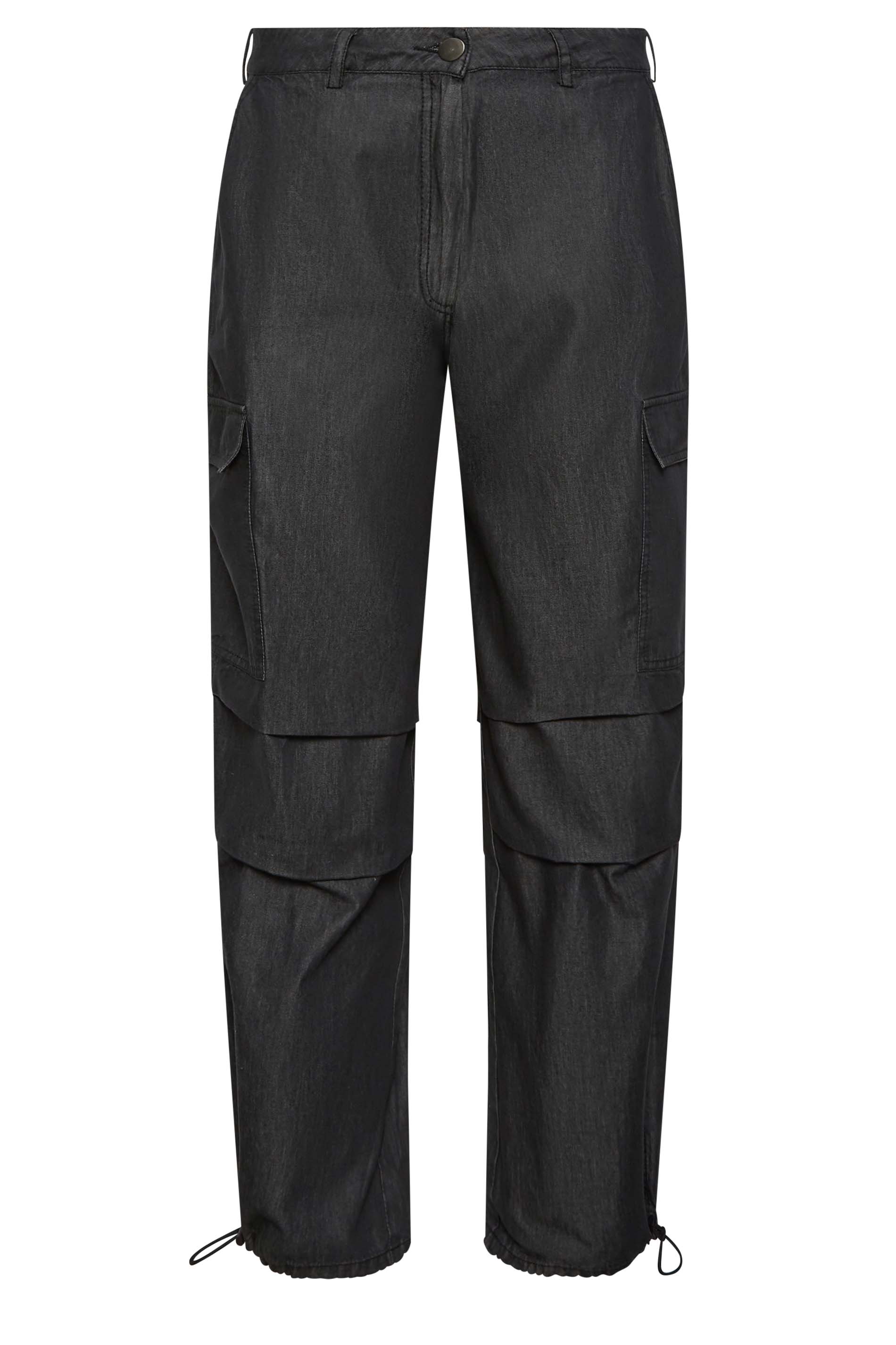 PixieGirl Black Washed Denim Parachute Trousers | PixieGirl 6