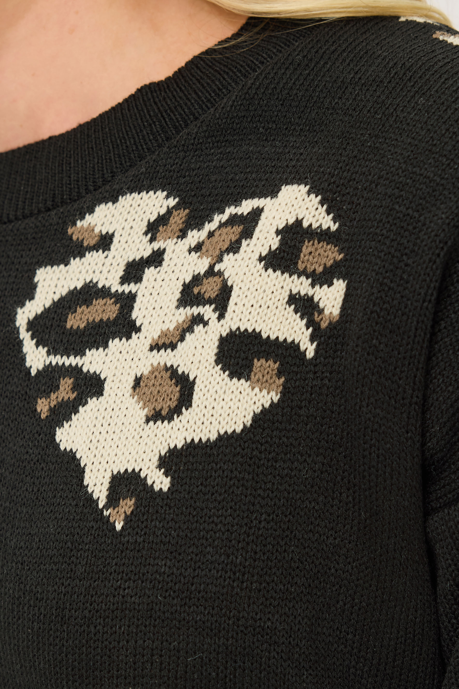 PixieGirl Petite Women's Black Leopard Print Heart Jumper | PixieGirl 4