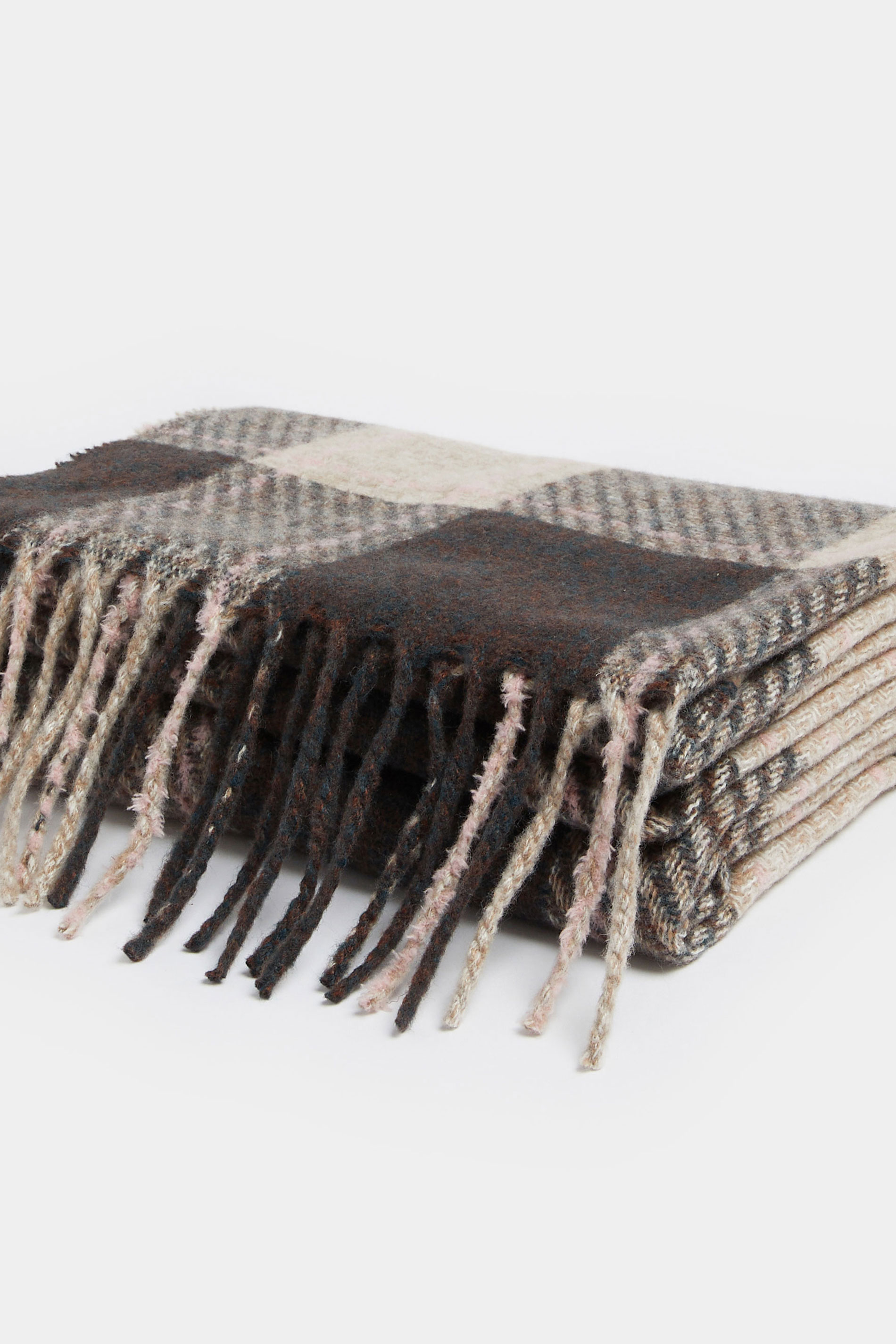 Chocolate Brown Checked Scarf | Yours Clothing 3