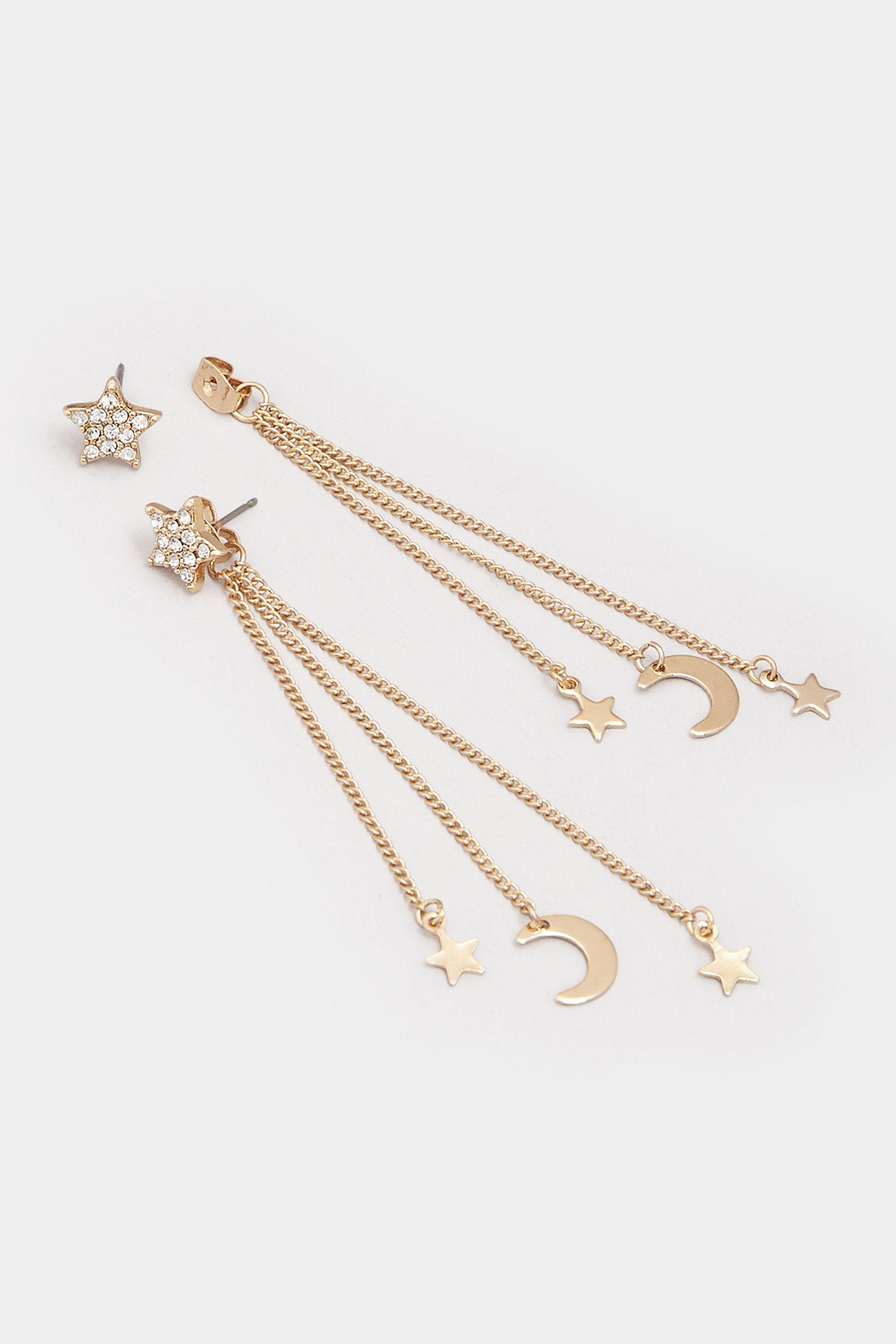 Gold Tone Celestial Tassel Earrings | Yours Clothing 3