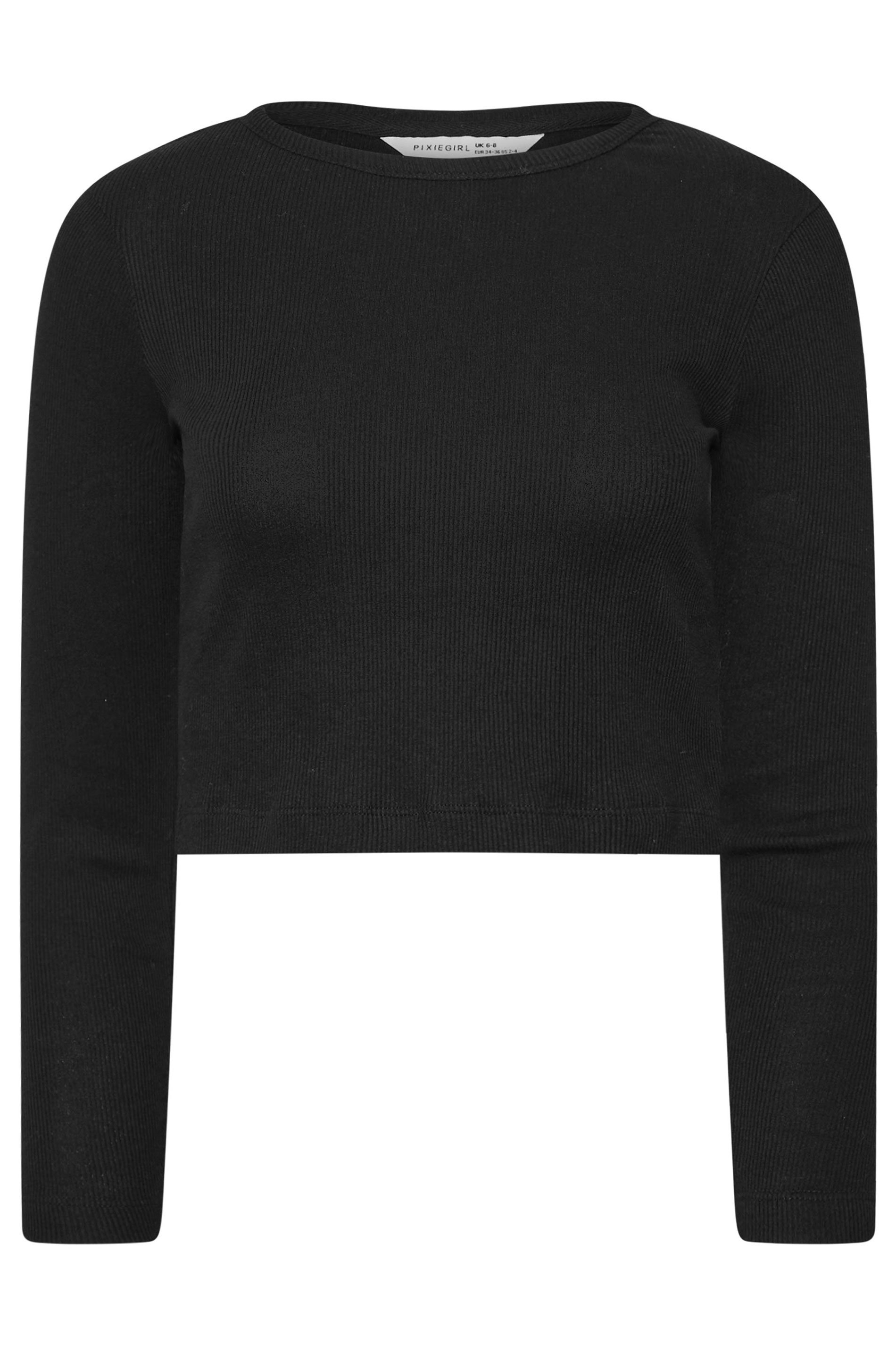 PixieGirl Petite Women's Black Ribbed Pyjama Top | PixieGirl 5