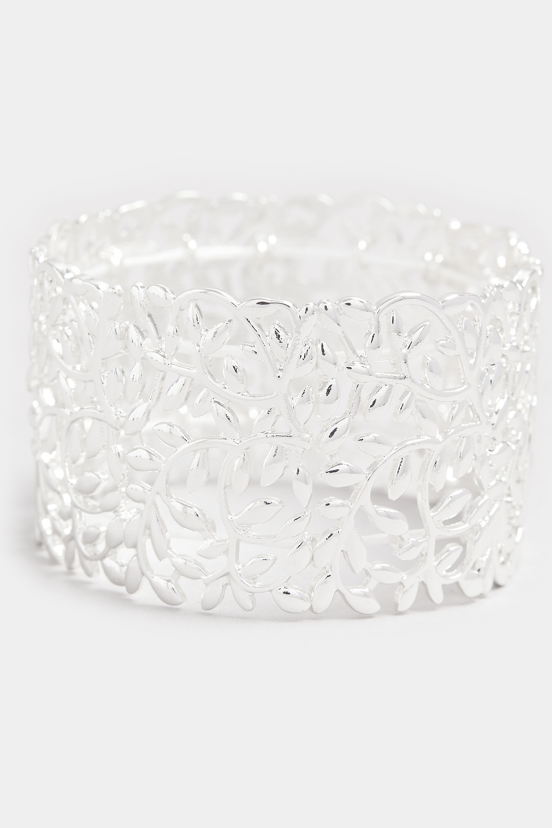 Silver Tone Filigree Leaf Stretch Bracelet | Yours Clothing 3