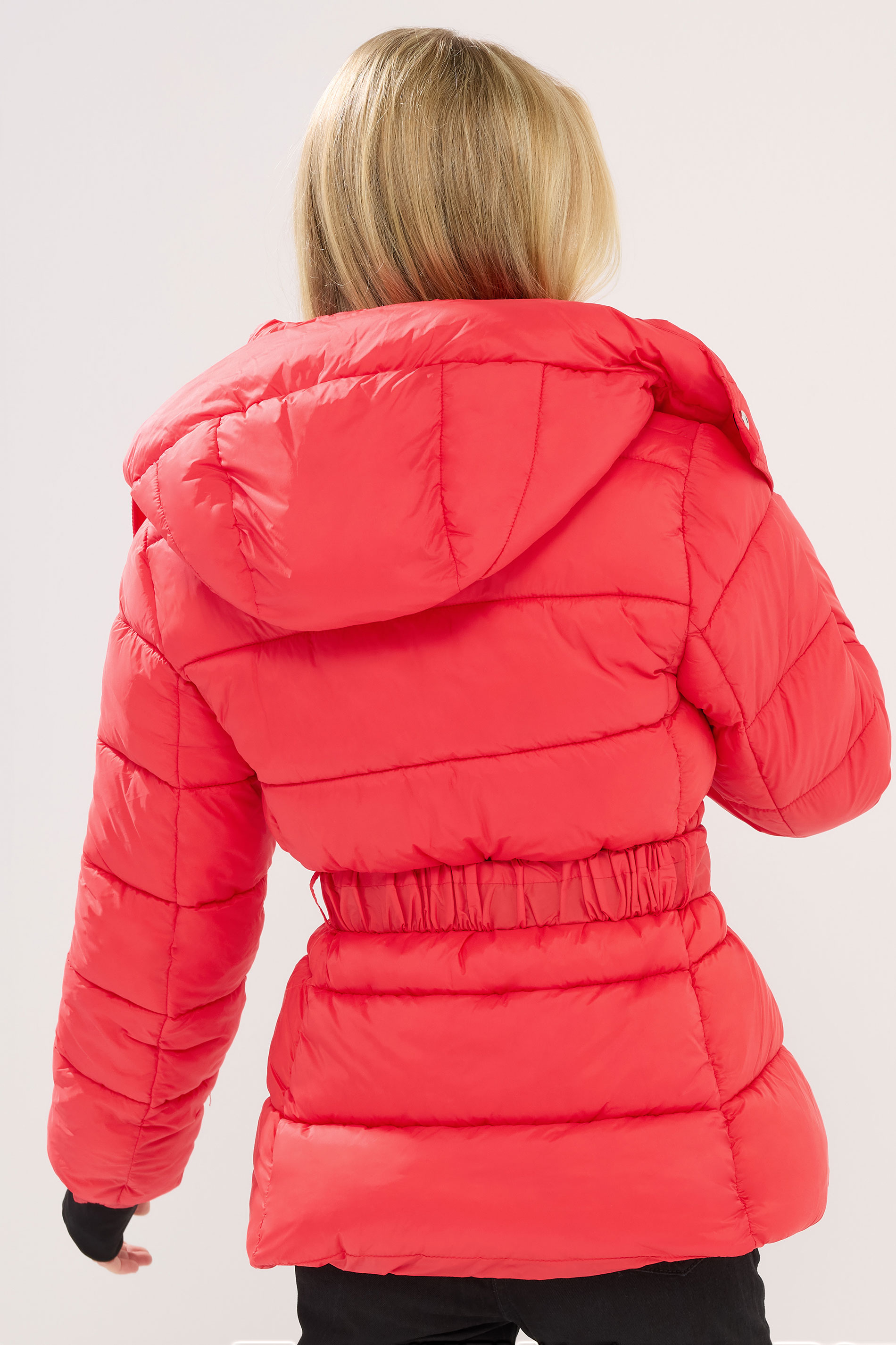 PixieGirl Petite Women's Coral Red Padded Ski Coat | PixieGirl 4
