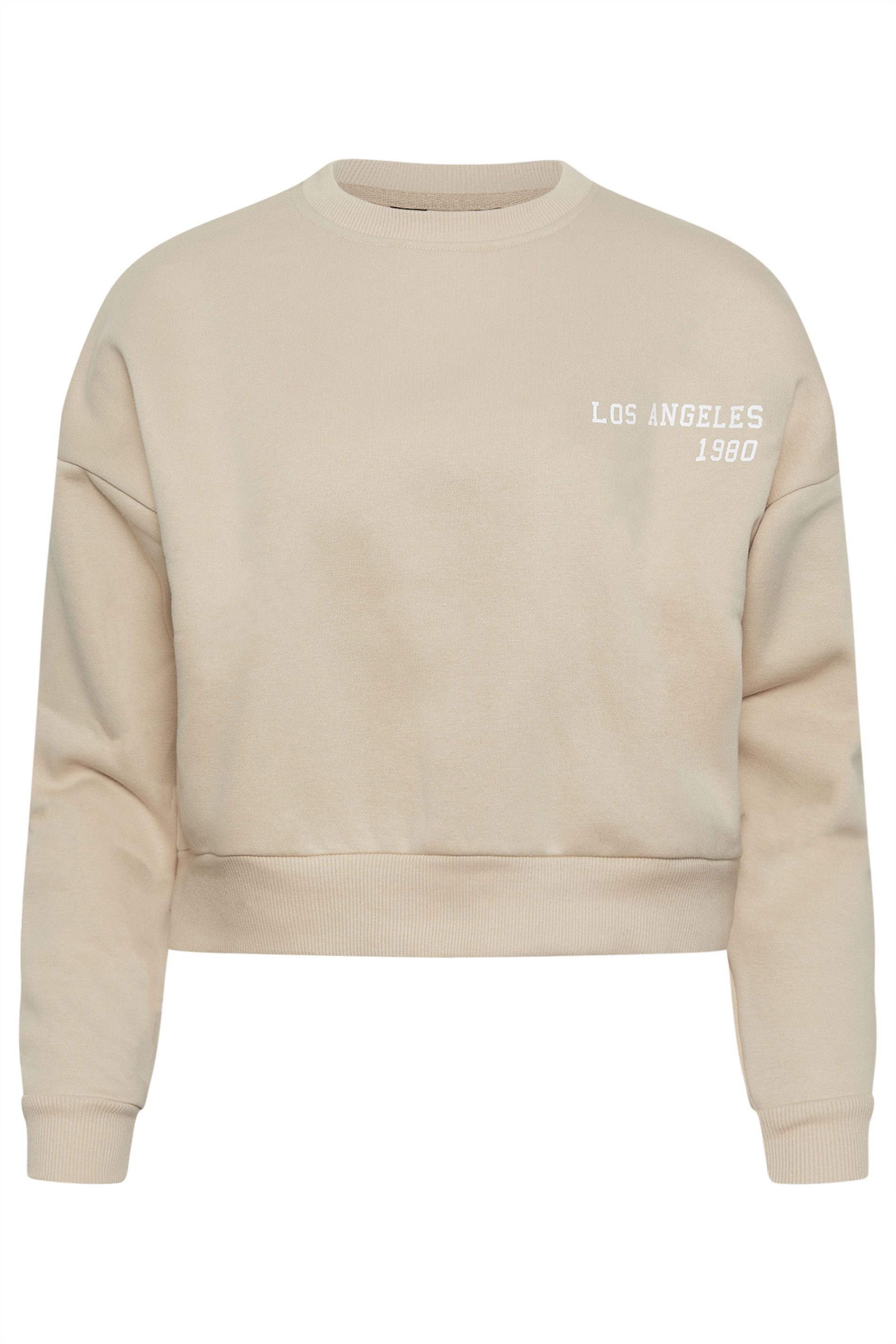 PixieGirl Petite Womens Stone Brown 'California' Slogan Cropped Sweatshirt | PixieGirl 6