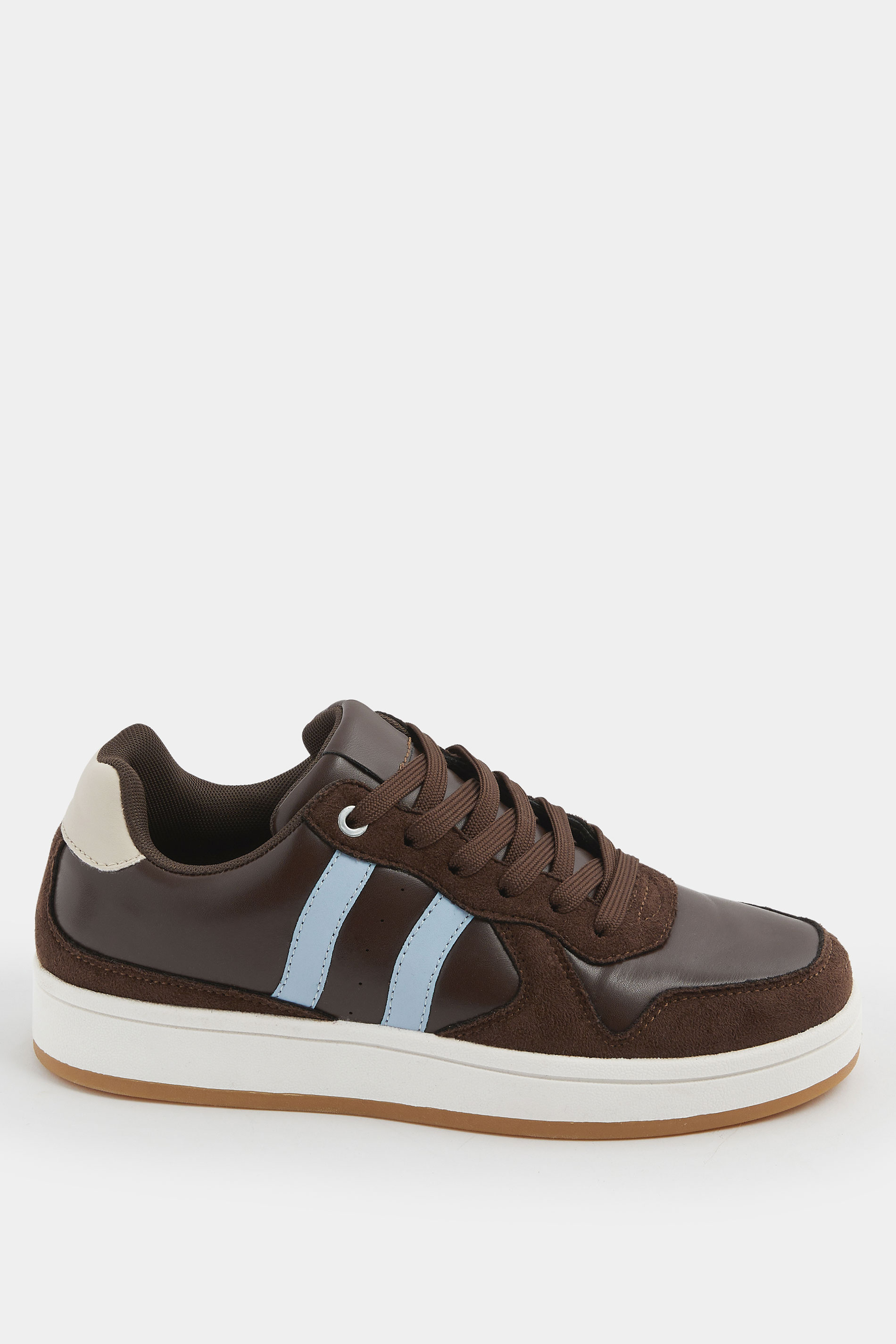 Chocolate Brown Padded Lace Up Trainers In Wide E Fit | YoursClothing 4