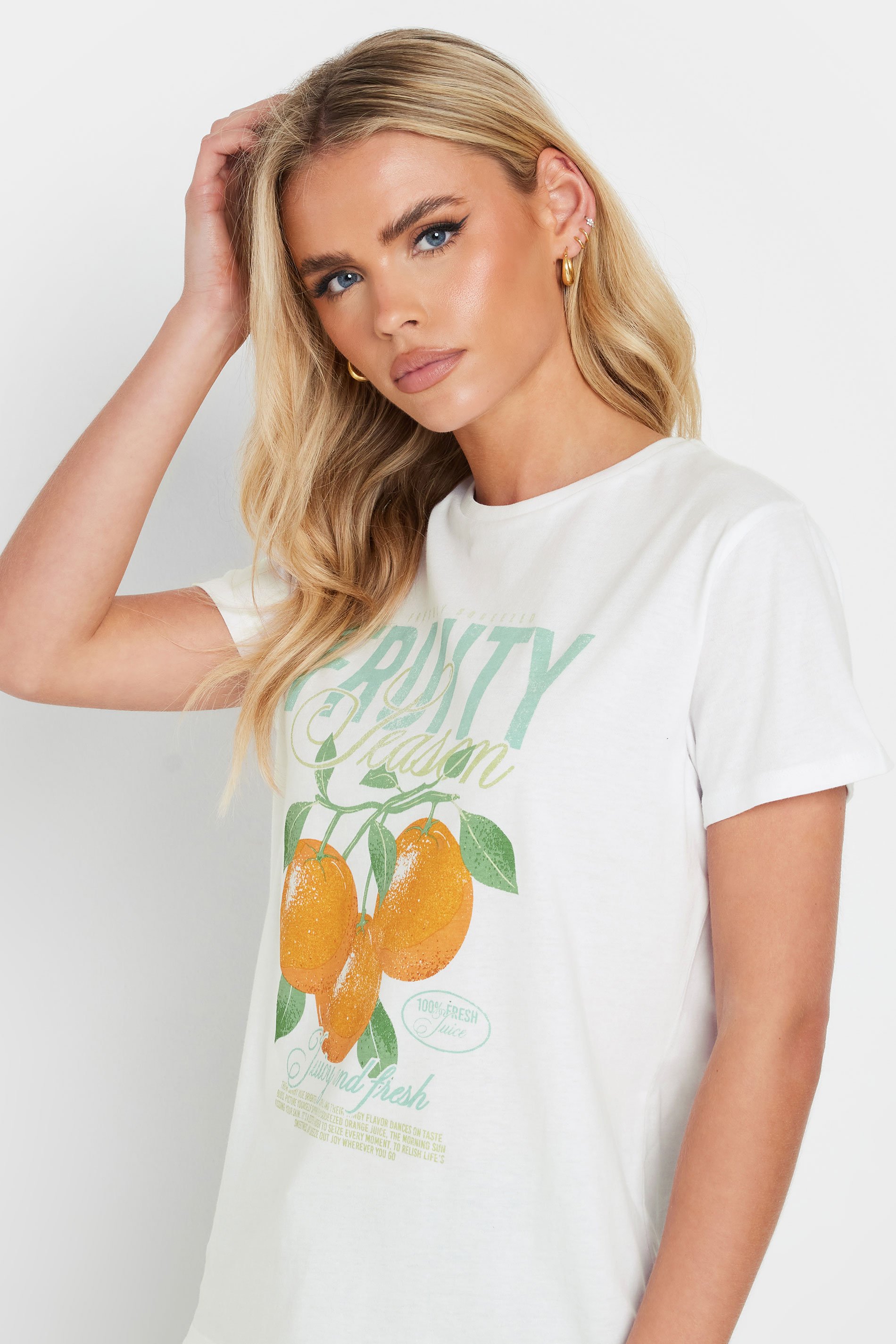 PixieGirl Petite Women's White Cotton 'Fruity' Graphic T-Shirt | PixieGirl 4