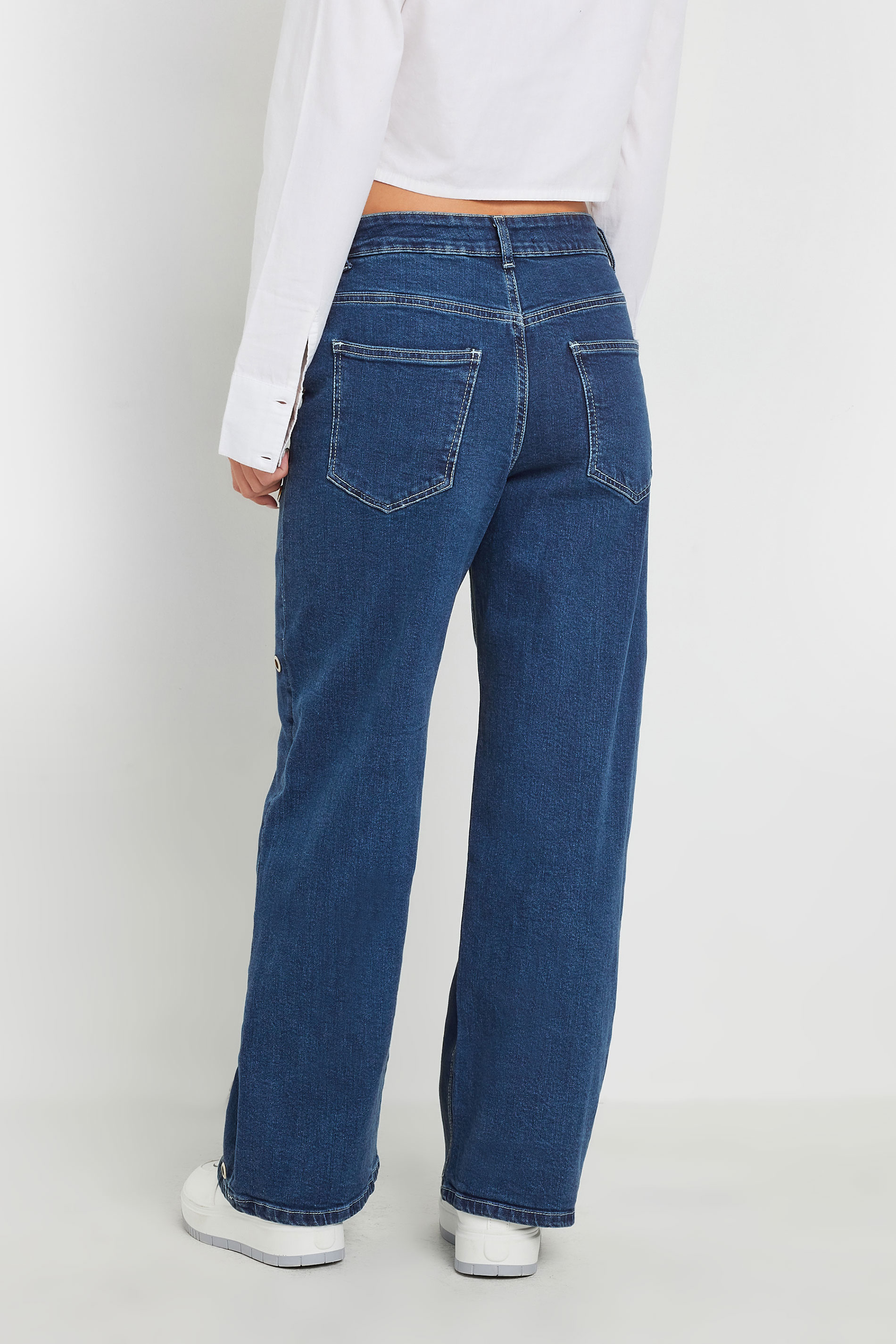 PixieGirl Petite Women's Blue Eyelet Detail Wide Leg Jeans | PixieGirl 3