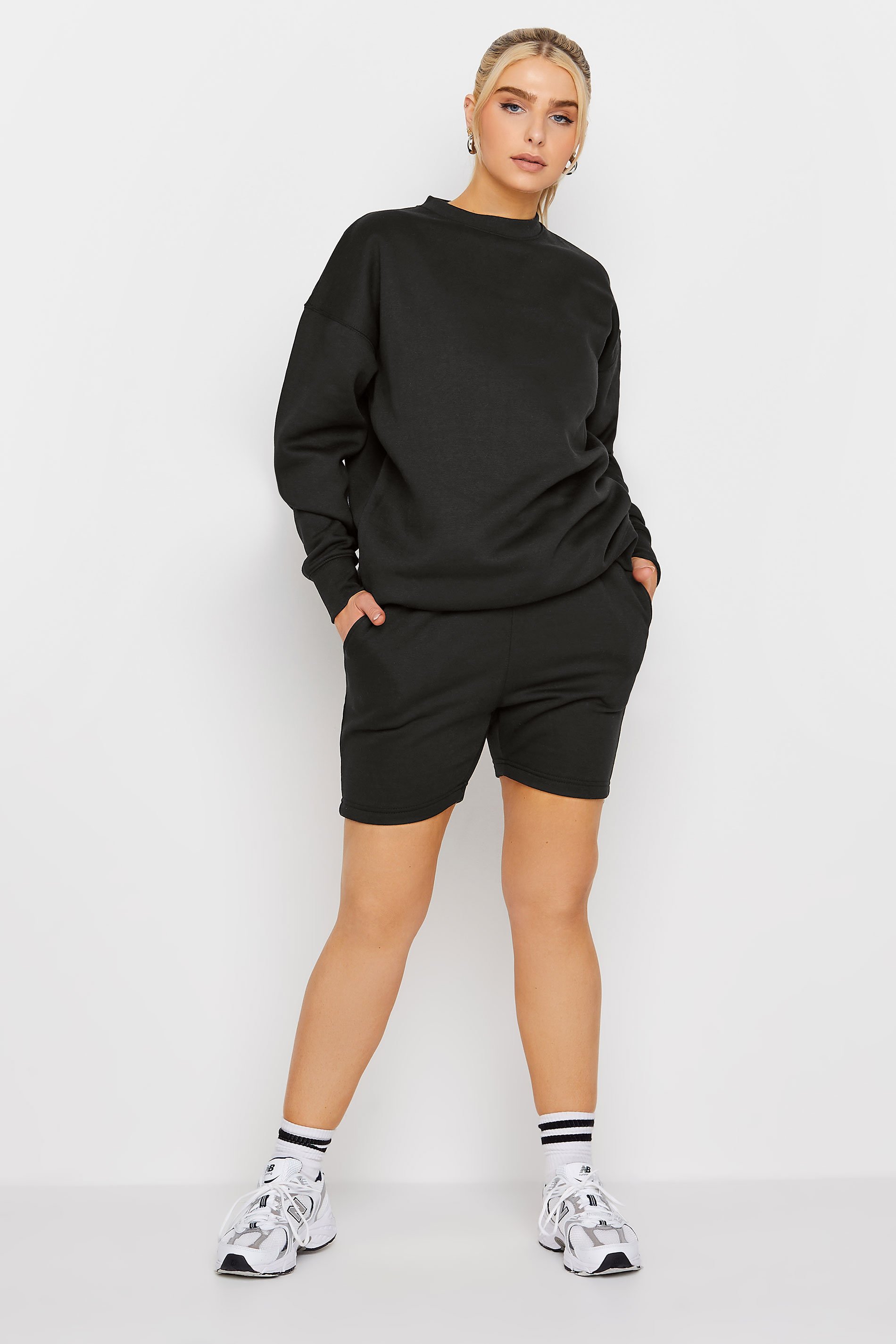 Black Drawstring Waist Jogger Shorts | PixieGirl 2