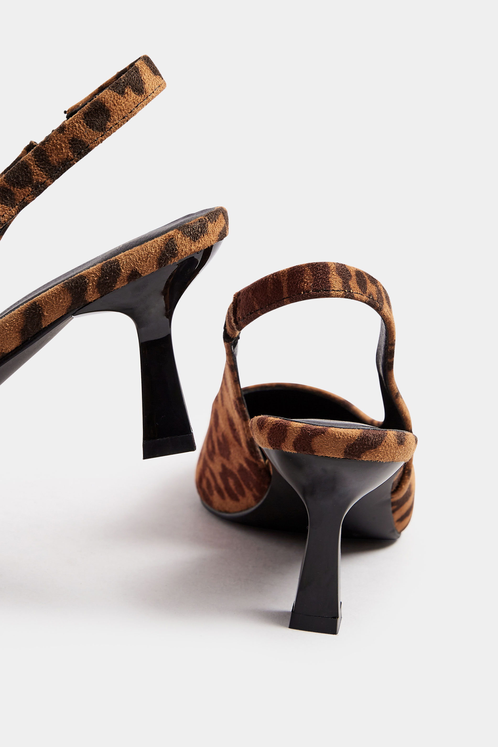 Brown Leopard Print Slingback Kitten Heels In Extra Wide EEE Fit | Yours Clothing 5