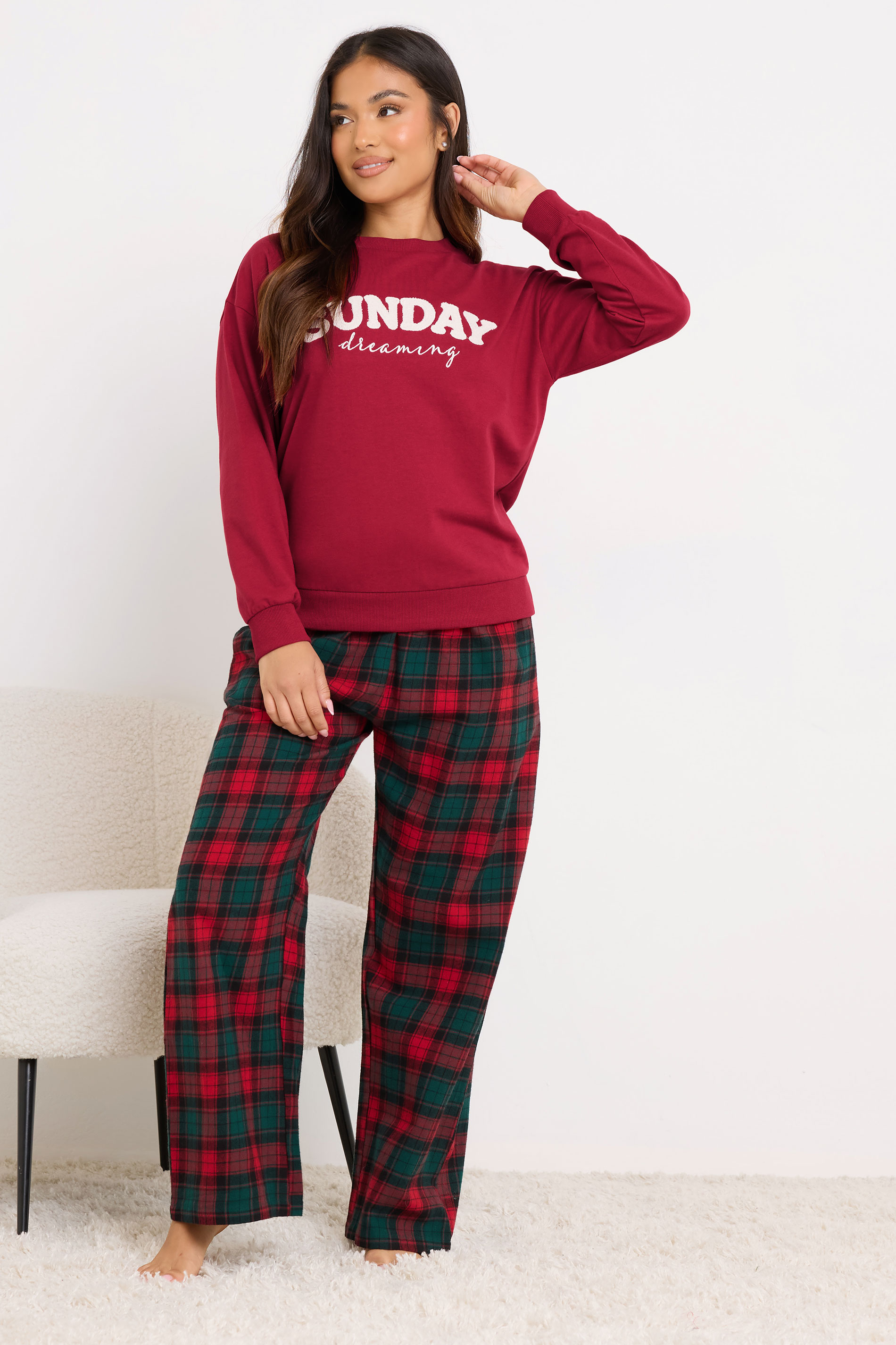 PixieGirl Petite Red 'Sunday Dreaming' Slogan Lounge Top | PixieGirl 3