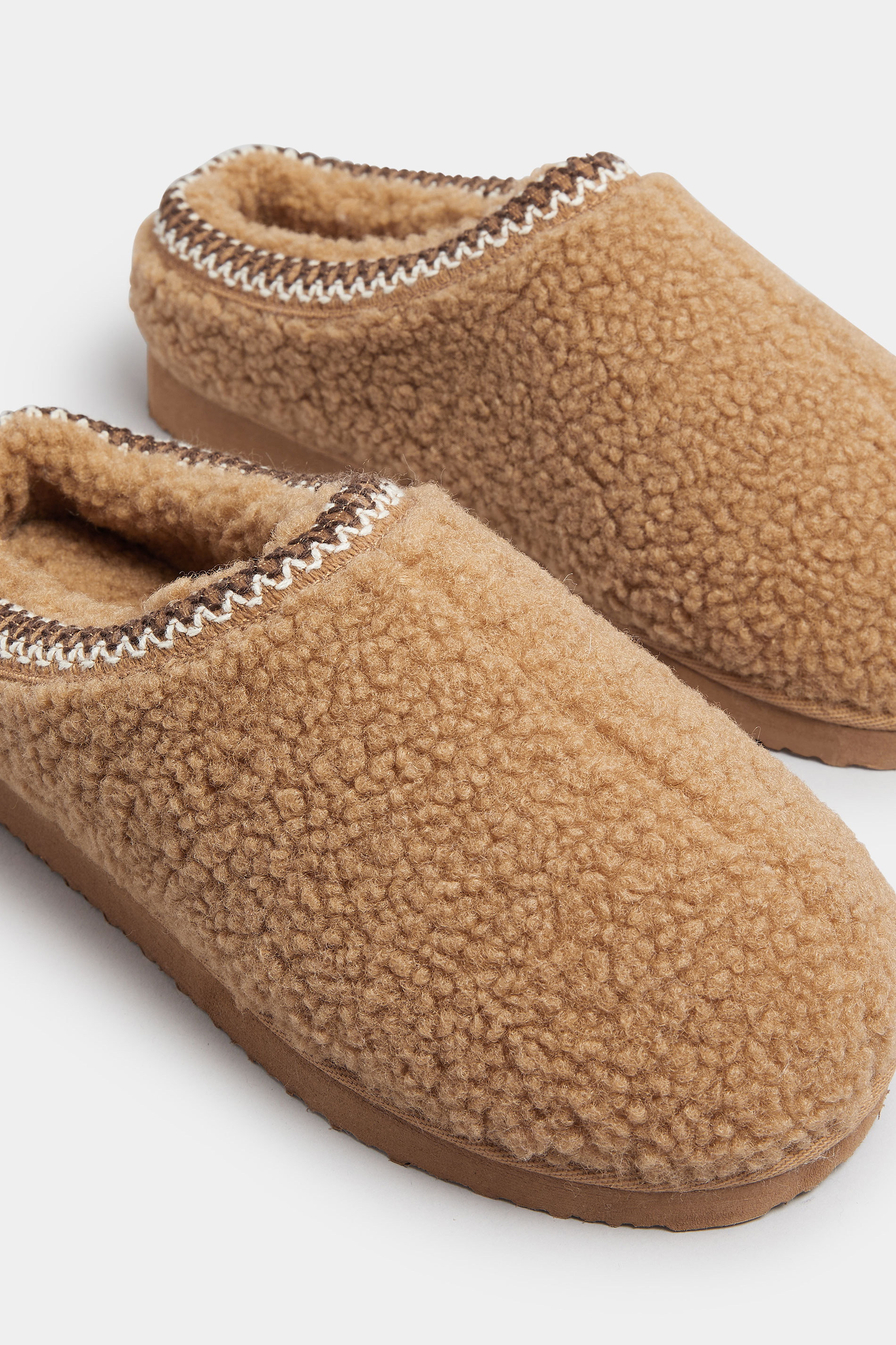Tan Brown Borg Stitch Mules | Yours Clothing 4