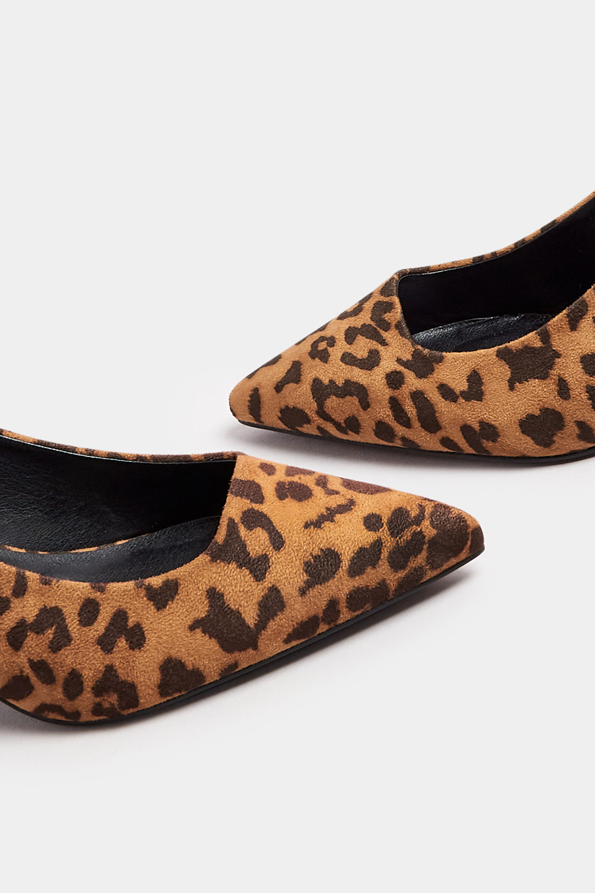 Brown Leopard Print Slingback Kitten Heels In Extra Wide EEE Fit | Yours Clothing 6