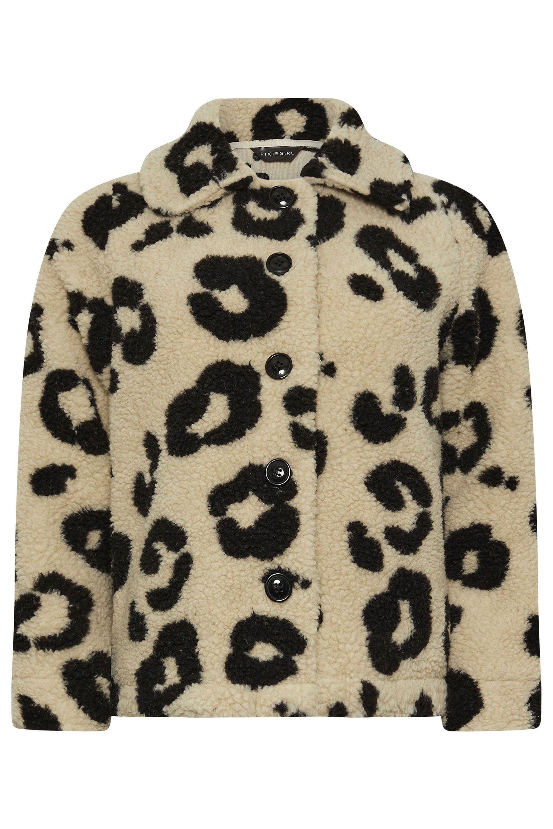 PixieGirl Petite Women's Brown Animal Print Teddy Fleece Jacket | PixieGirl 6