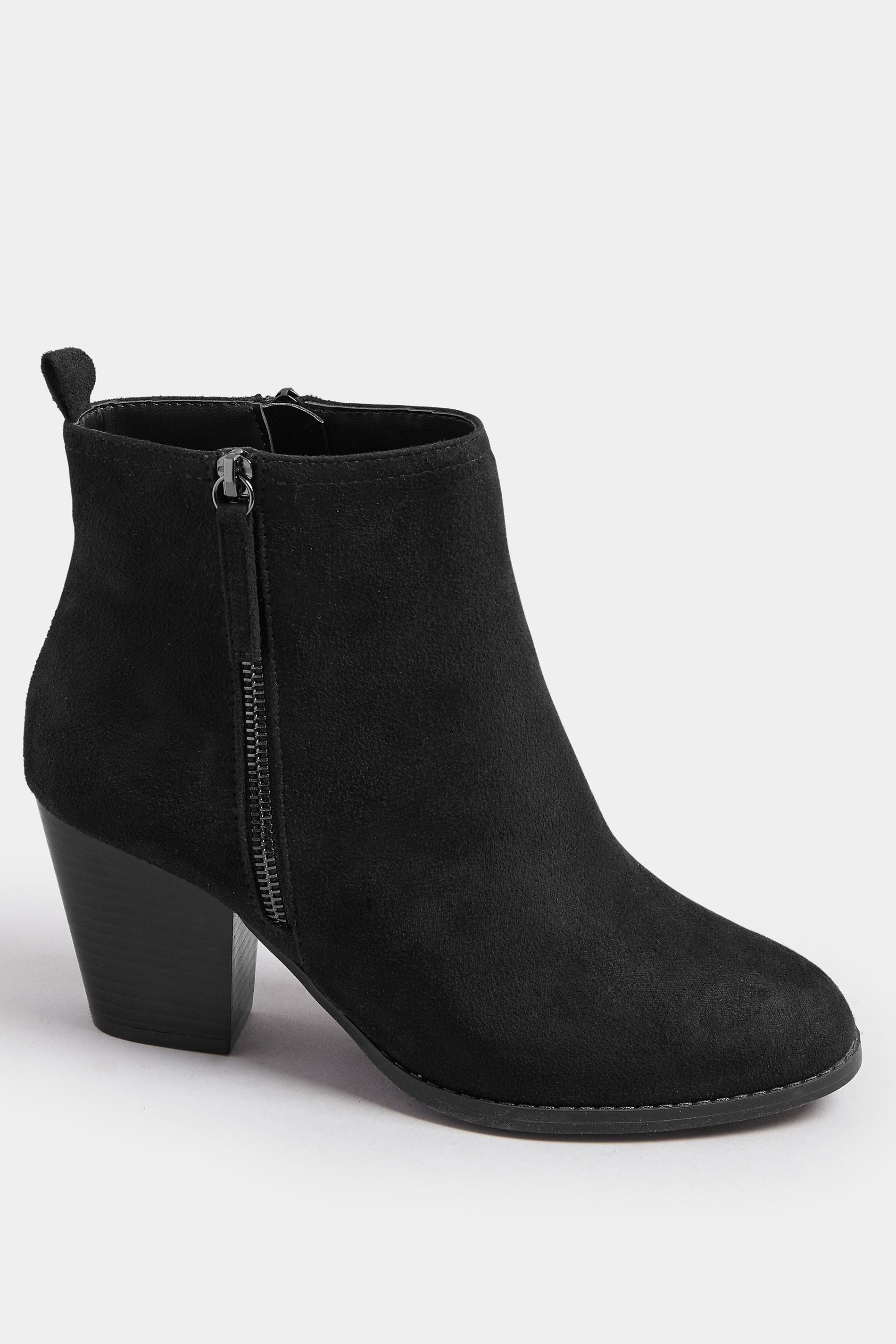 Black Faux Suede Block Heel Ankle Boots In Wide E Fit & Extra Wide EEE Fit | Yours Clothing 4