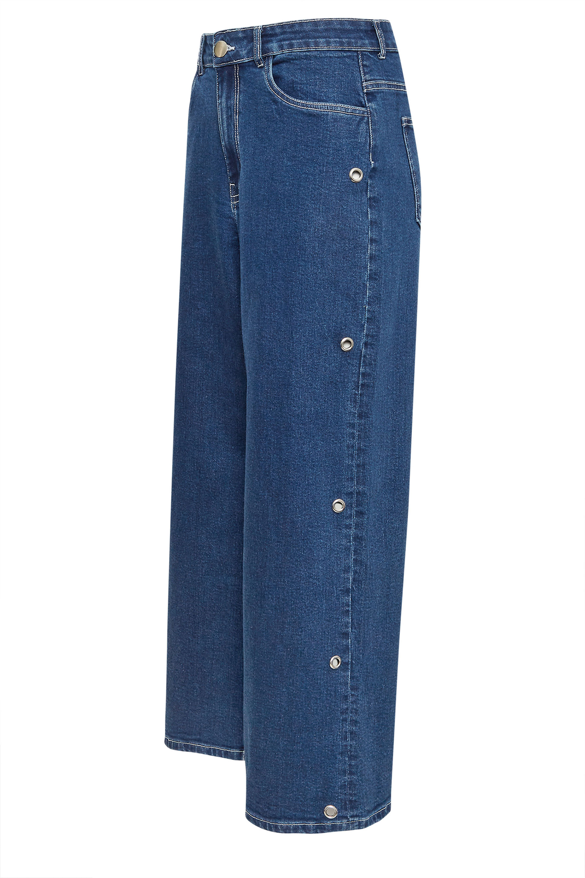 PixieGirl Petite Women's Blue Eyelet Detail Wide Leg Jeans | PixieGirl 7