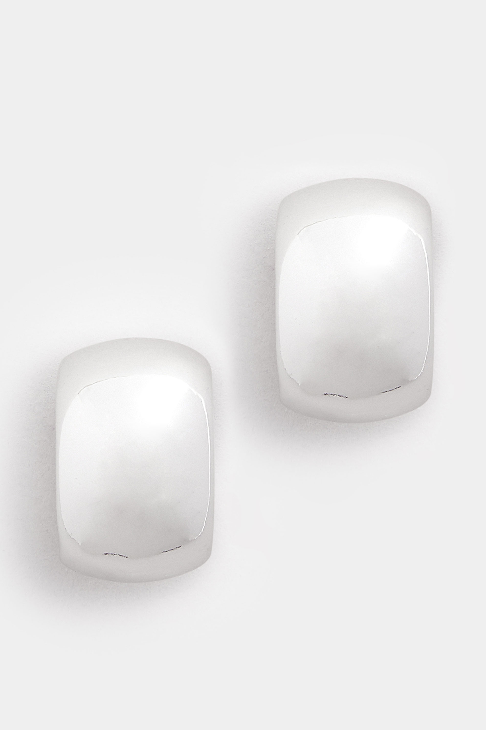 Silver Tone Polished Curve Stud Earrings | Yours Clothing 2