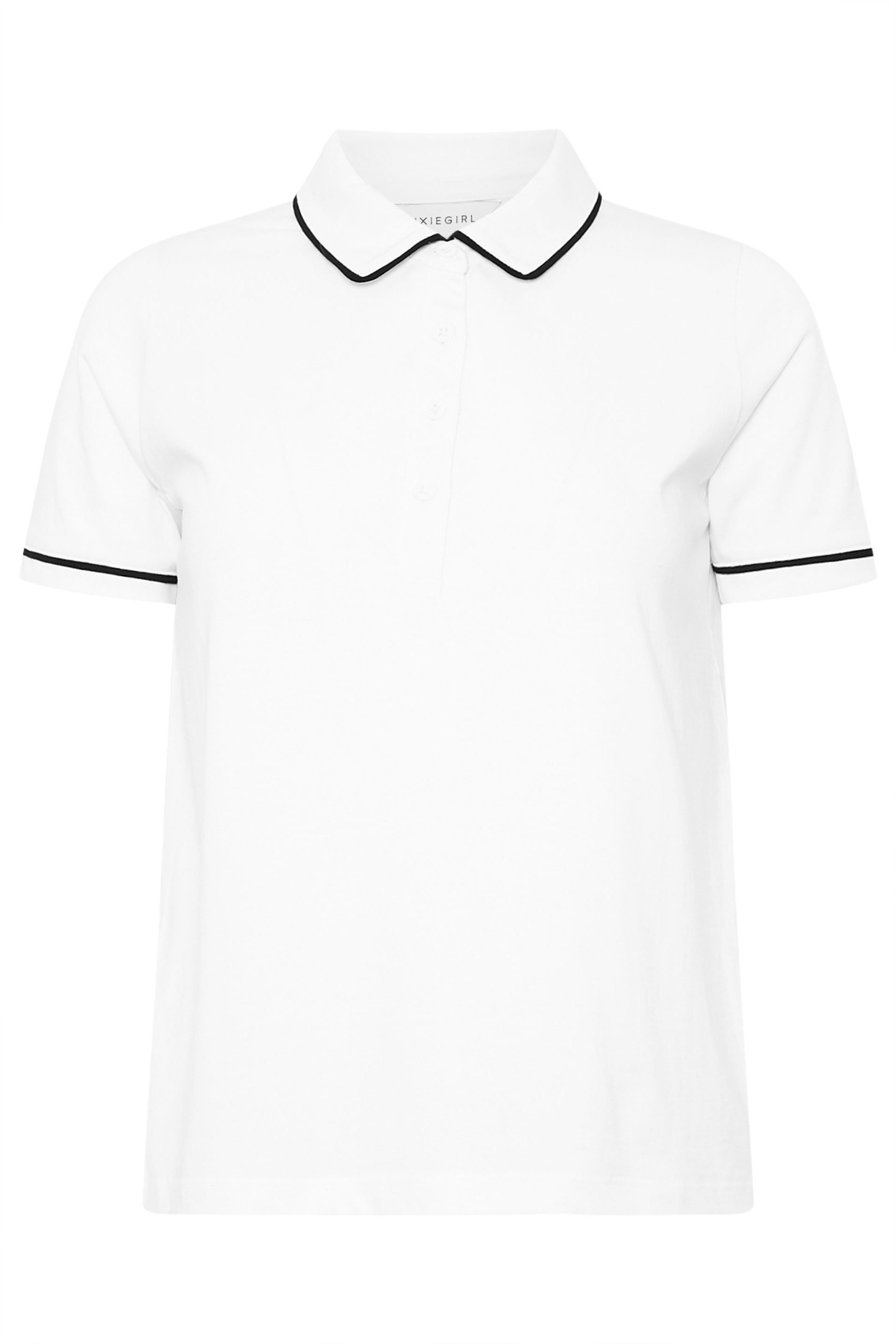 PixieGirl Petite Women's White Contrast Trim Polo Shirt | PixieGirl 6